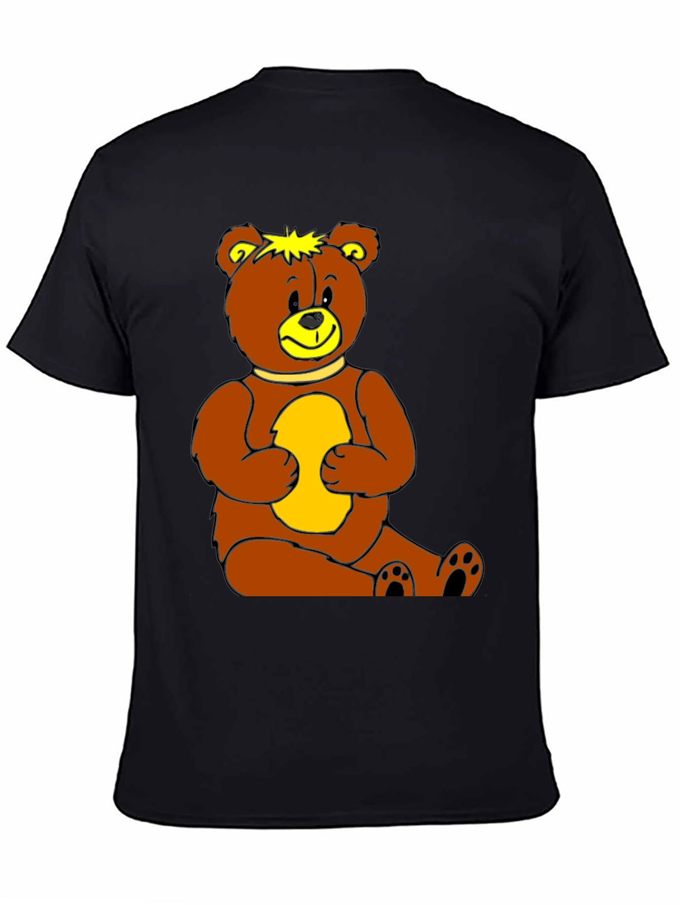 Cute Teddy Bear Graphic Print Black T-Shirt