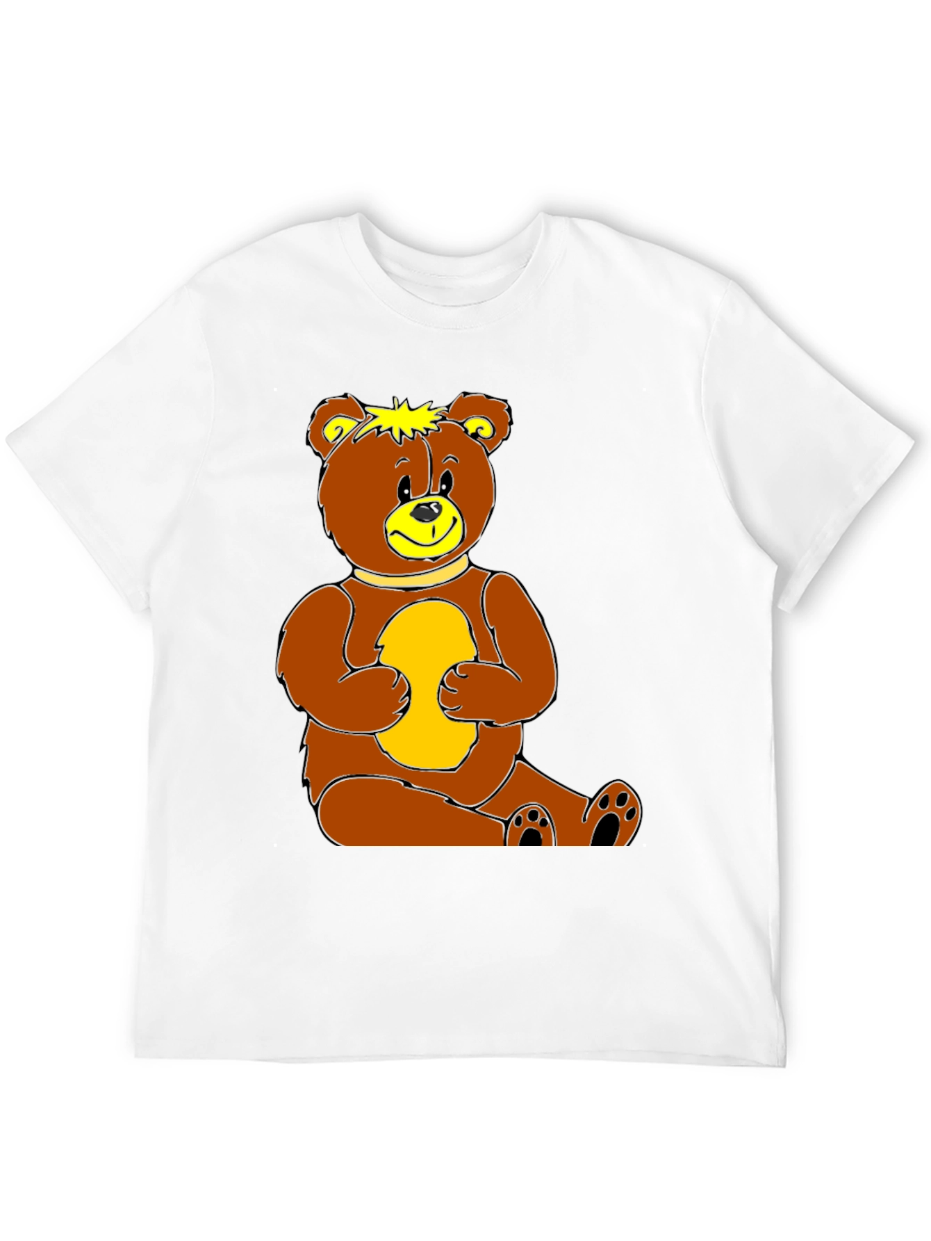 Cute Teddy Bear Graphic Print Black T-Shirt