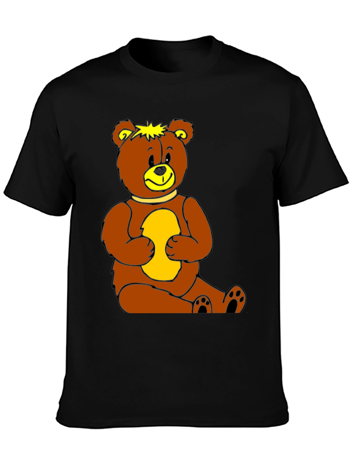 Cute Teddy Bear Graphic Print Black T-Shirt