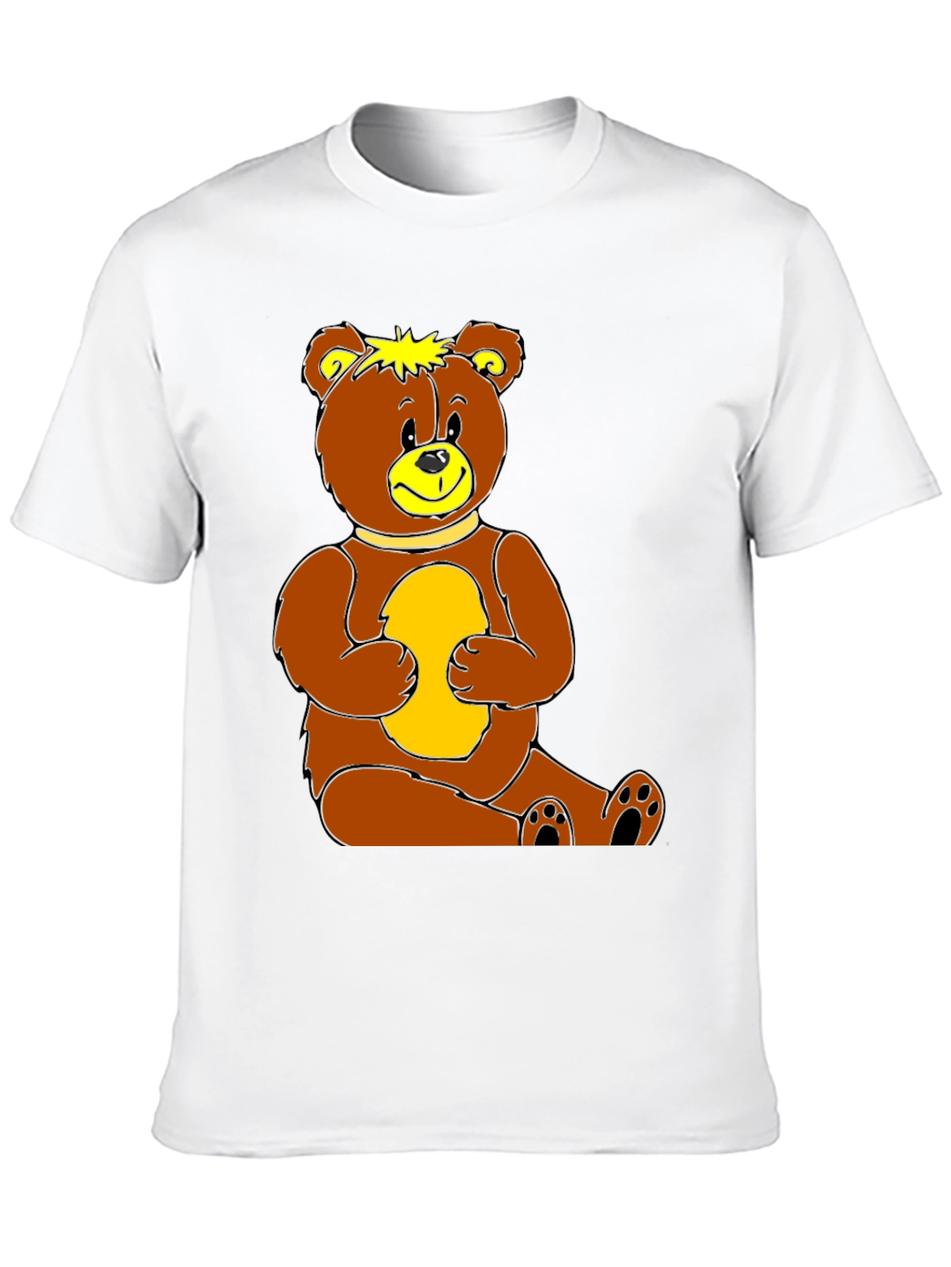 Cute Teddy Bear Graphic Print Black T-Shirt