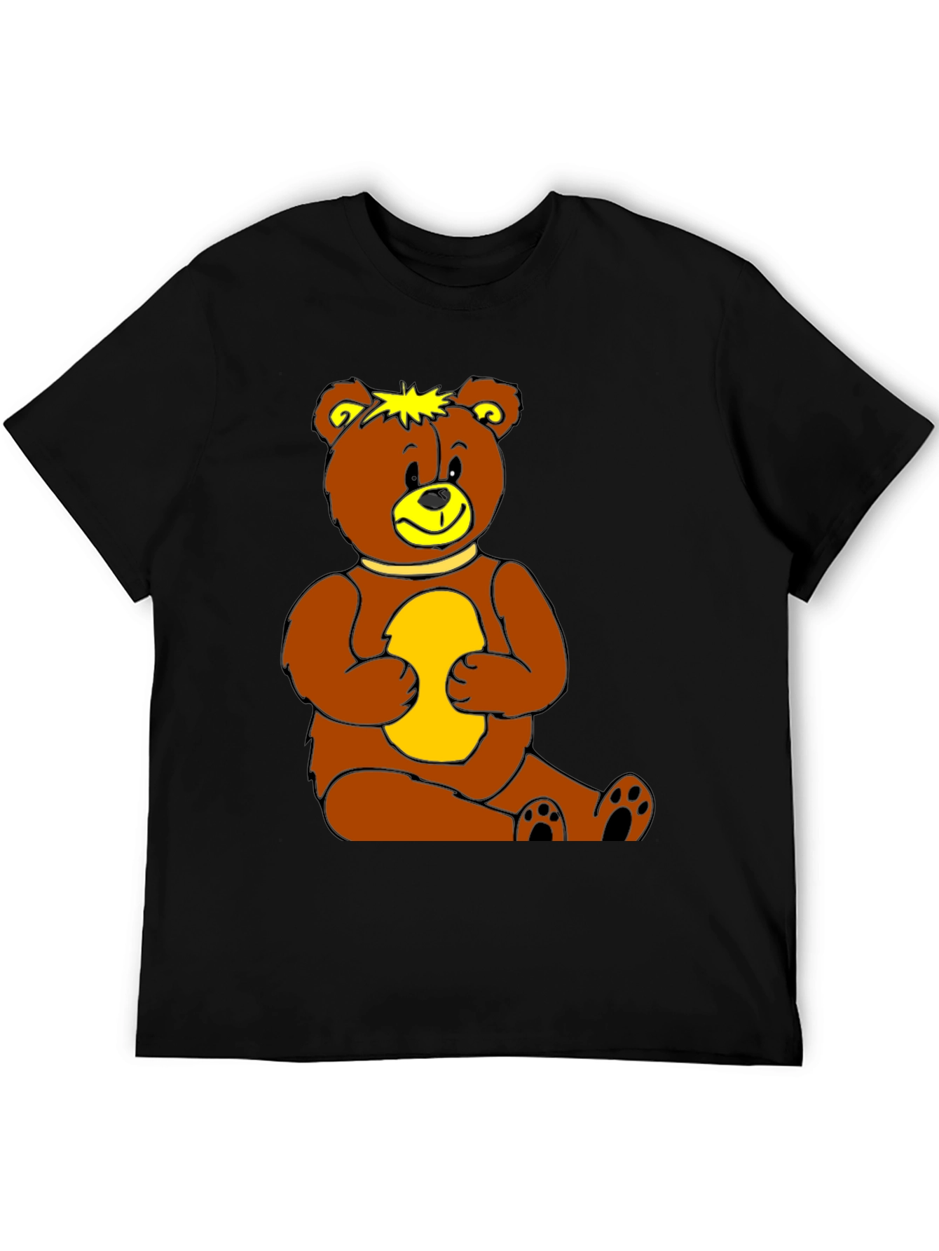 Cute Teddy Bear Graphic Print Black T-Shirt