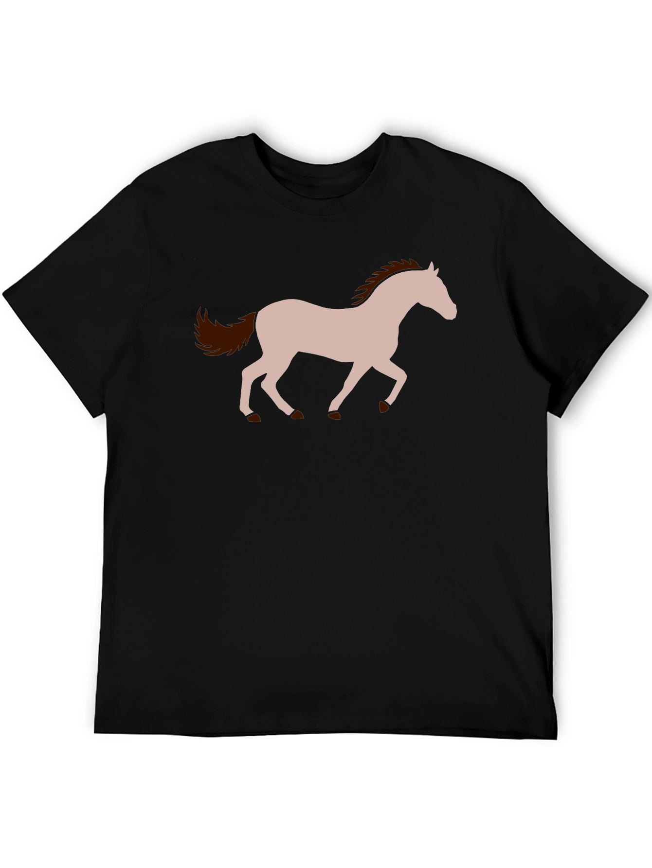 Black T-Shirt with Running Horse Graphic
