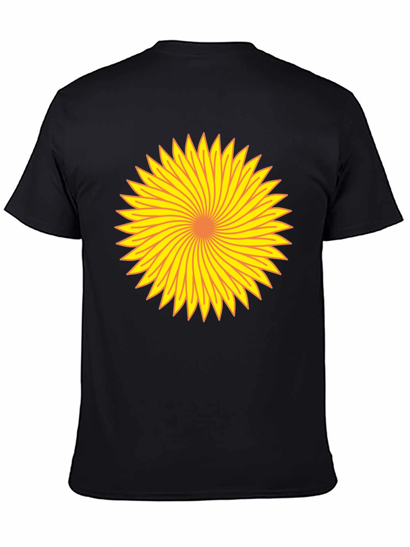 Vibrant Sunflower Graphic Tee - Black Cotton Comfort