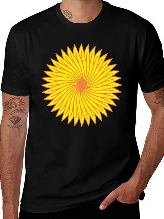 Vibrant Sunflower Graphic Tee - Black Cotton Comfort