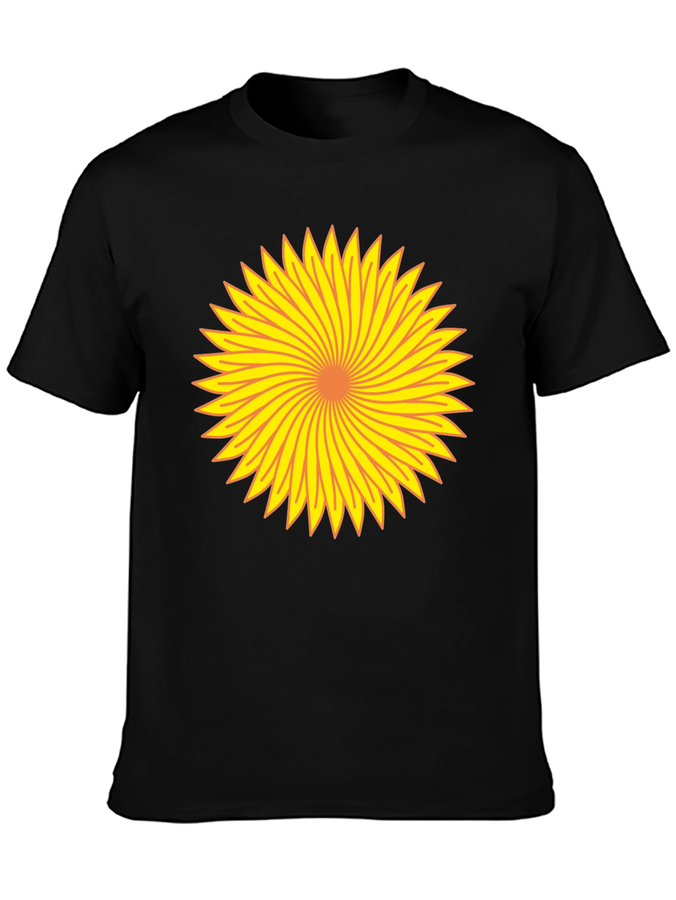 Vibrant Sunflower Graphic Tee - Black Cotton Comfort