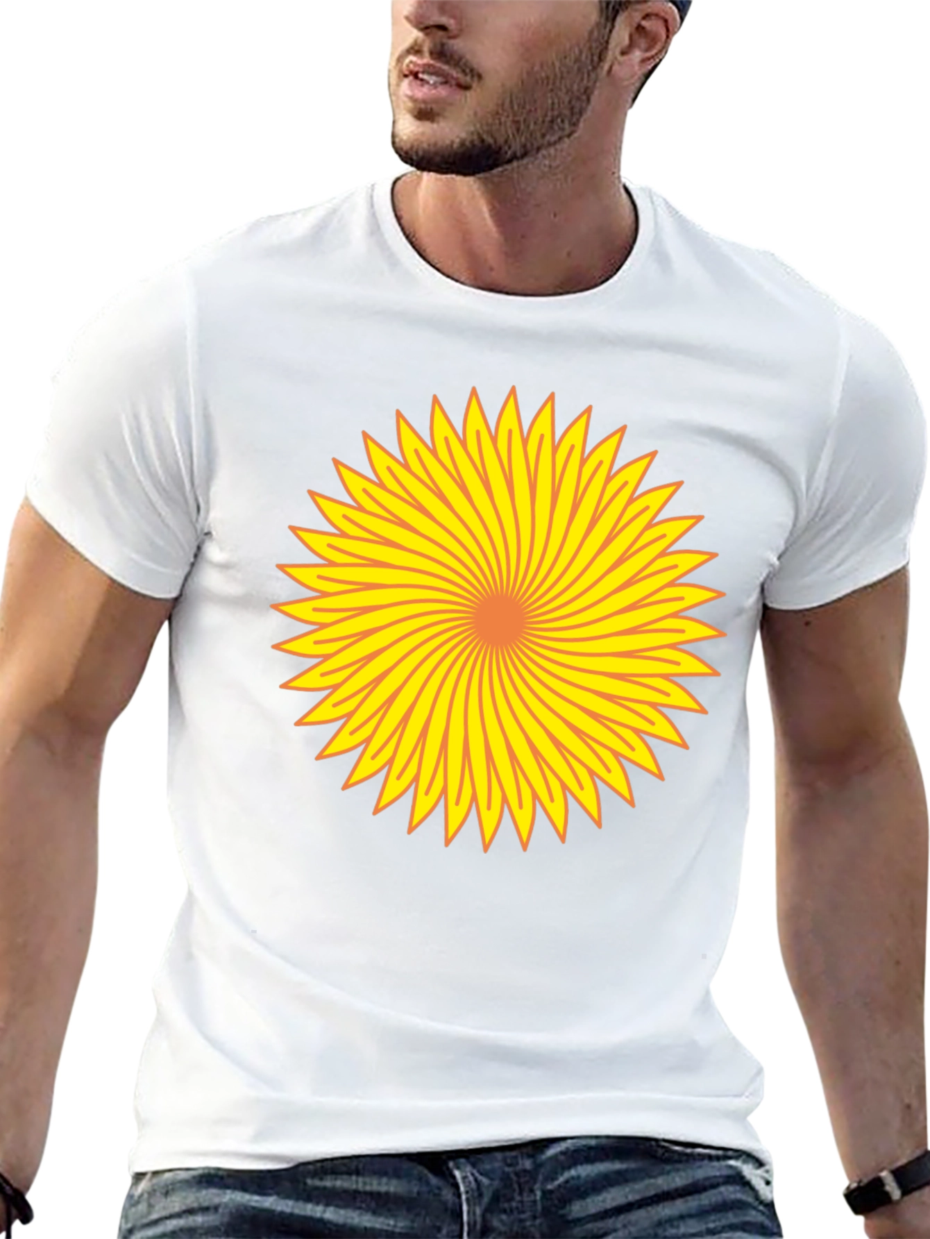 Vibrant Sunflower Graphic Tee - Black Cotton Comfort