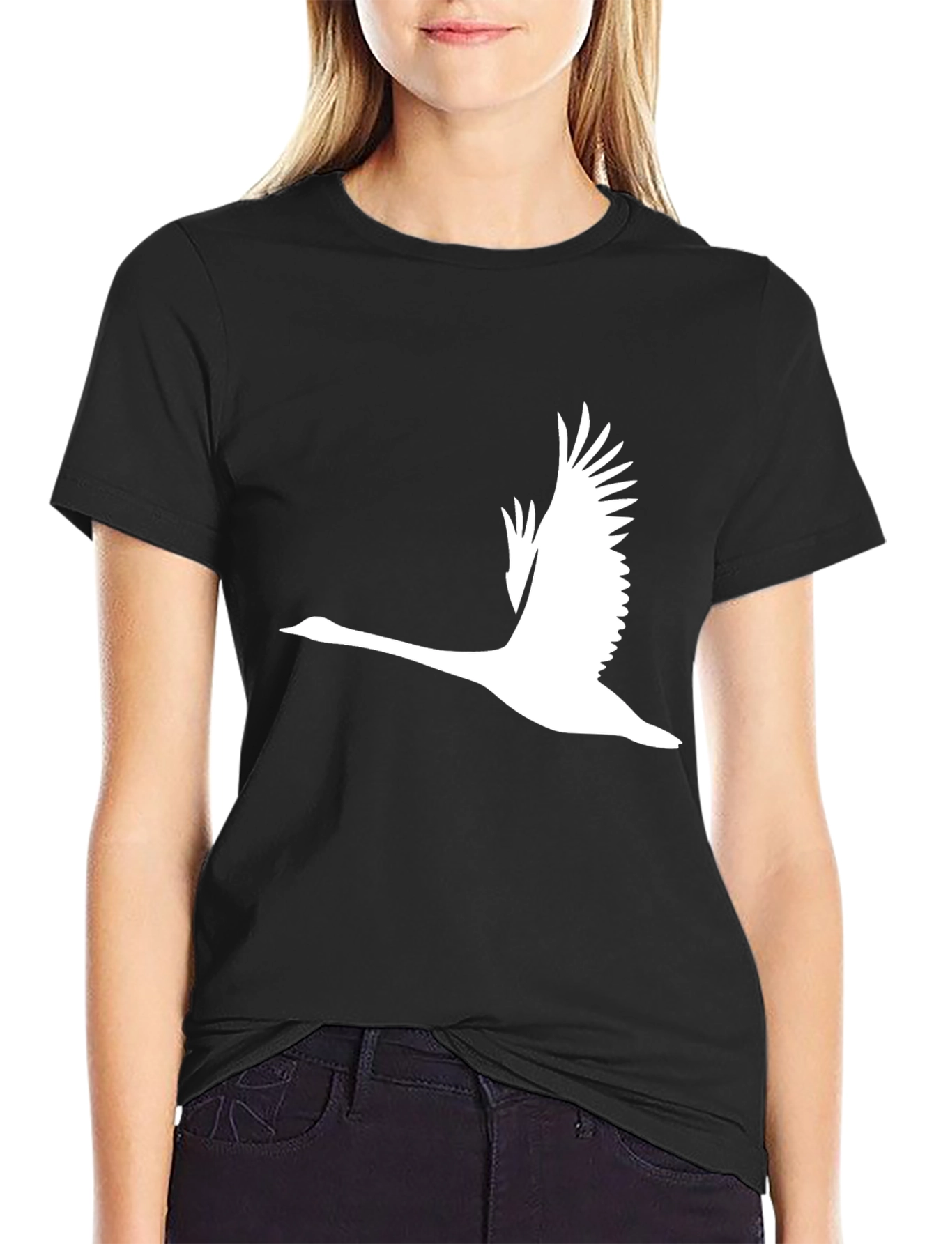 Mens Black T-Shirt with Flying Goose Graphic