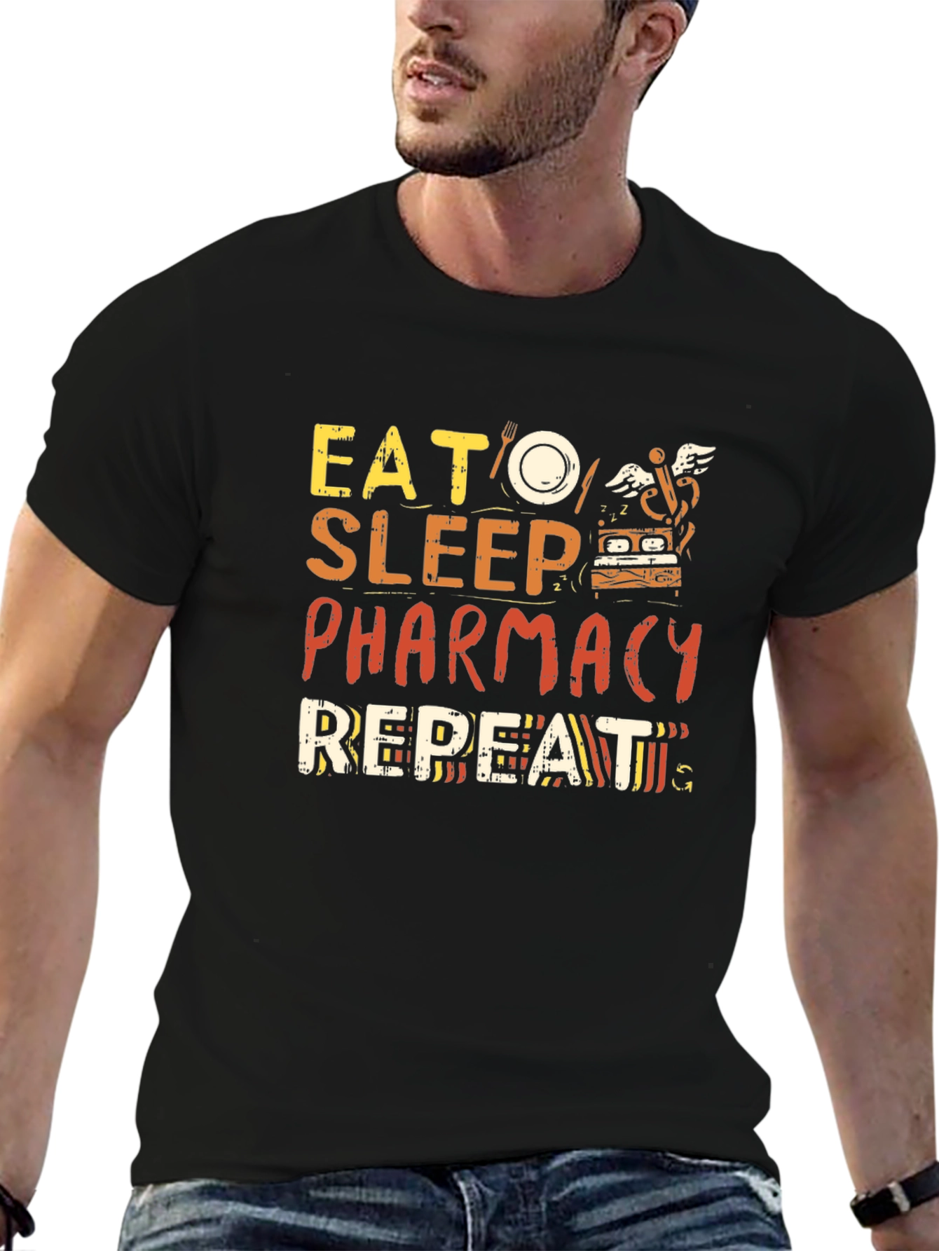 Eat Sleep Pharmacy Repeat Graphic Tee