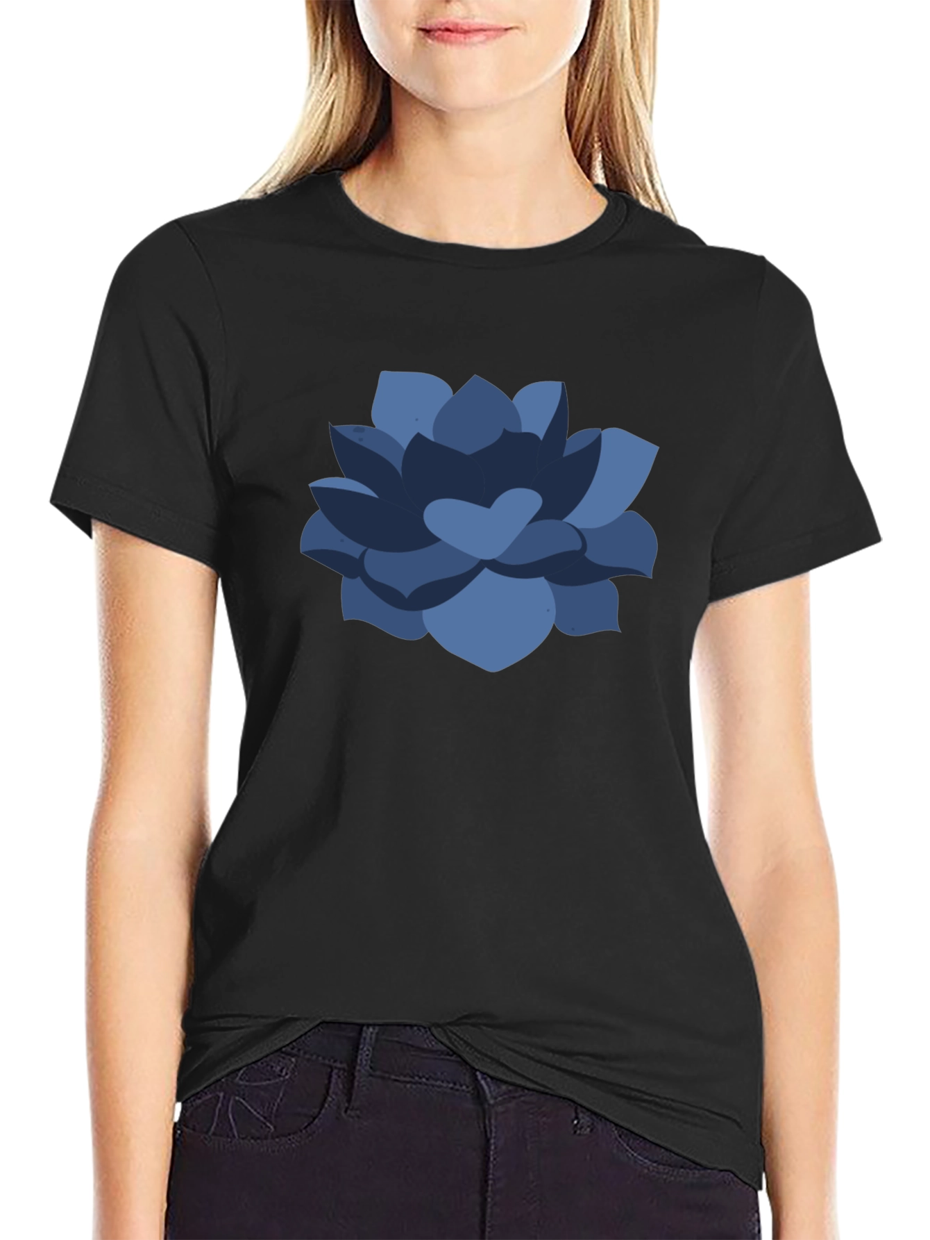 Blue Succulent Graphic Tee - Casual Comfort
