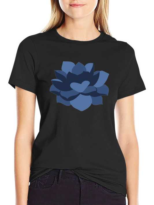 Blue Succulent Graphic Tee - Casual Comfort