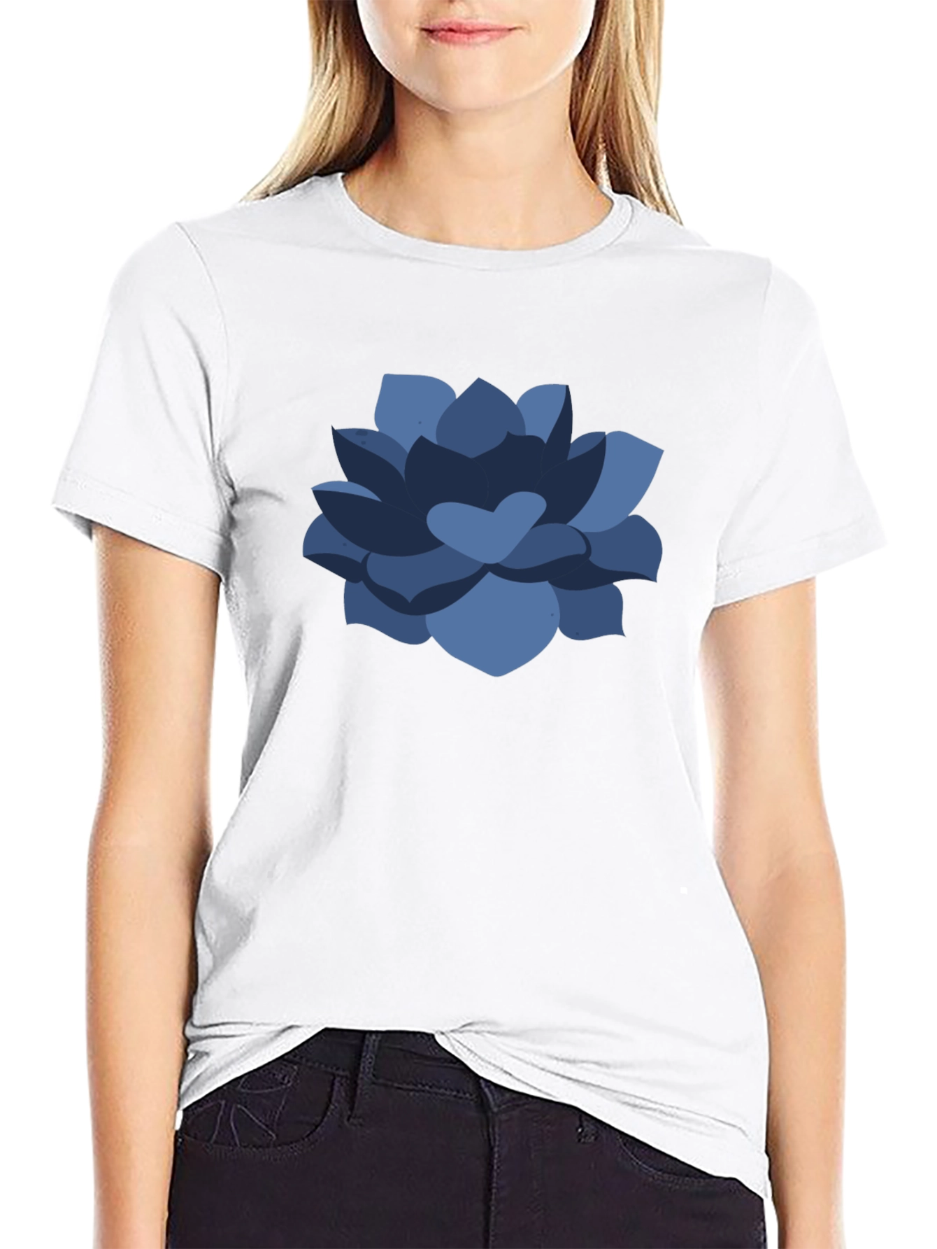 Blue Succulent Graphic Tee - Casual Comfort