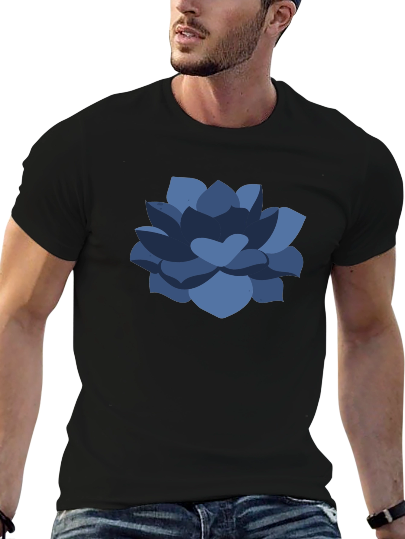 Blue Succulent Graphic Tee - Casual Comfort