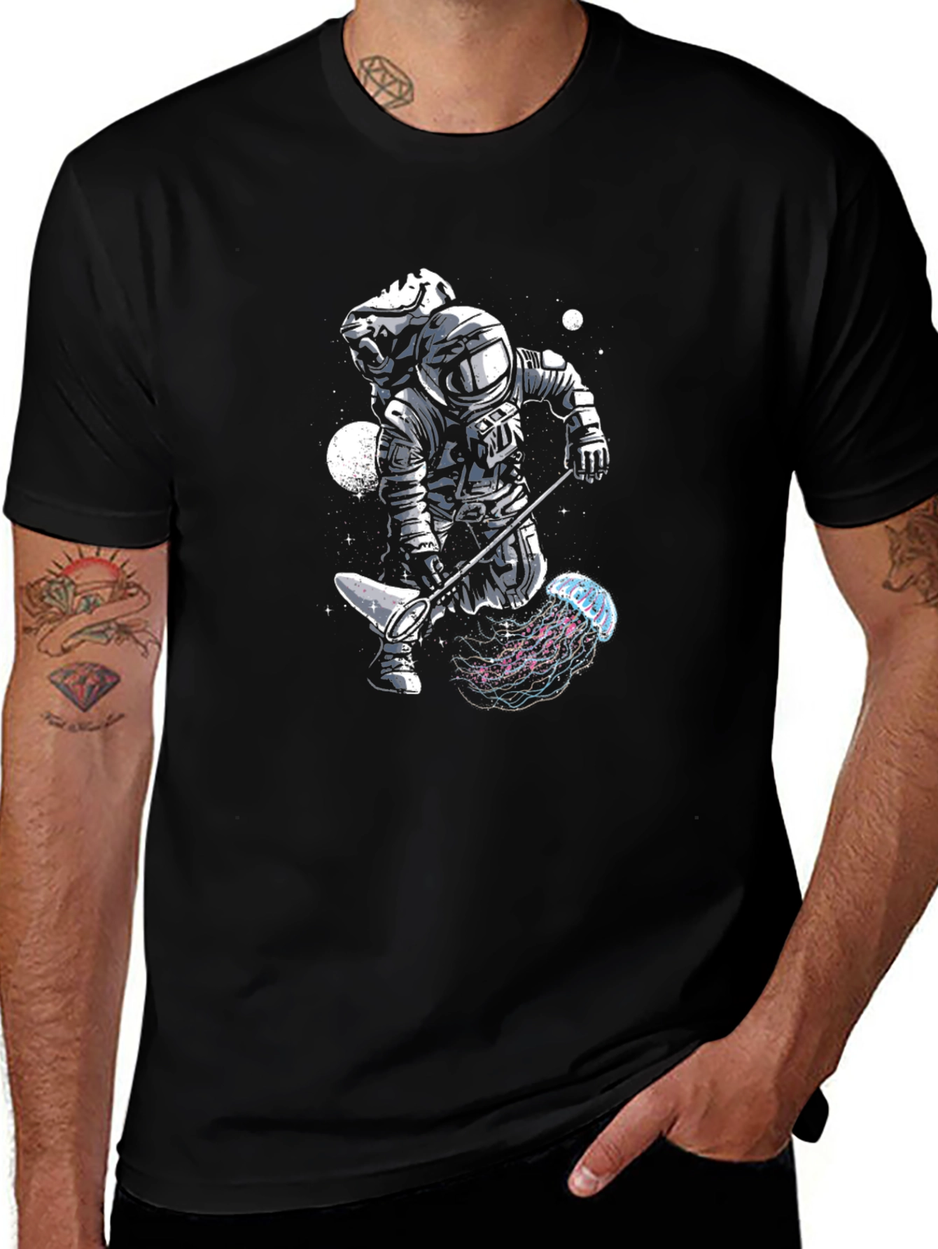Astronaut Jellyfish Graphic Tee - Cool Space Design