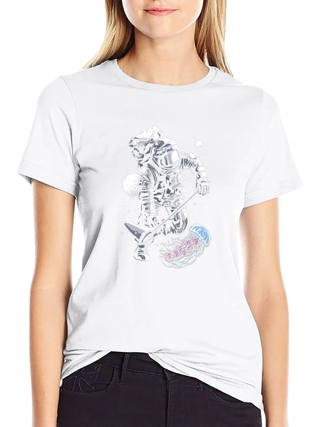 Astronaut Jellyfish Graphic Tee - Cool Space Design