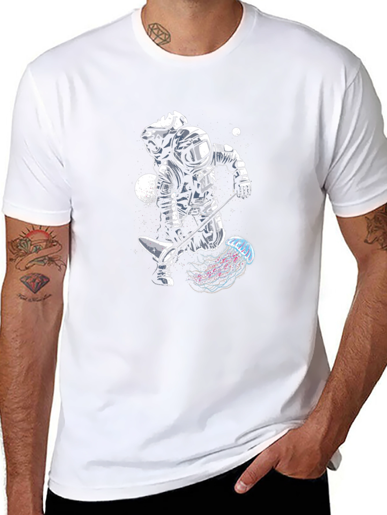Astronaut Jellyfish Graphic Tee - Cool Space Design