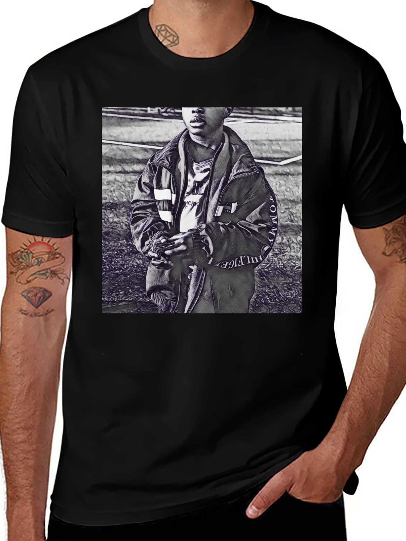 Monochrome Graphic T-Shirt - Urban Style