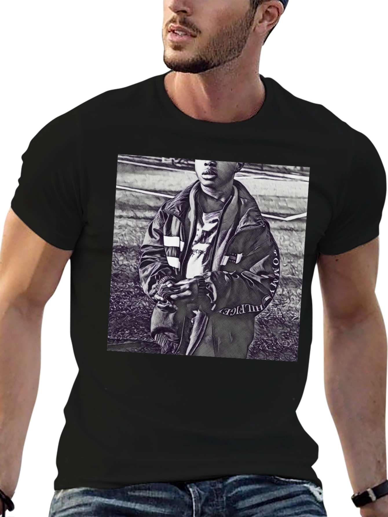 Monochrome Graphic T-Shirt - Urban Style