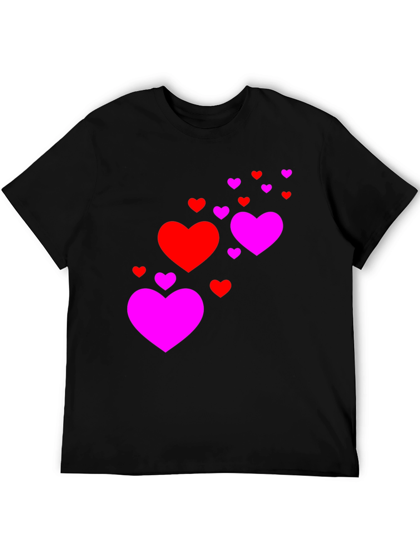 Heart Cascade Black T-Shirt