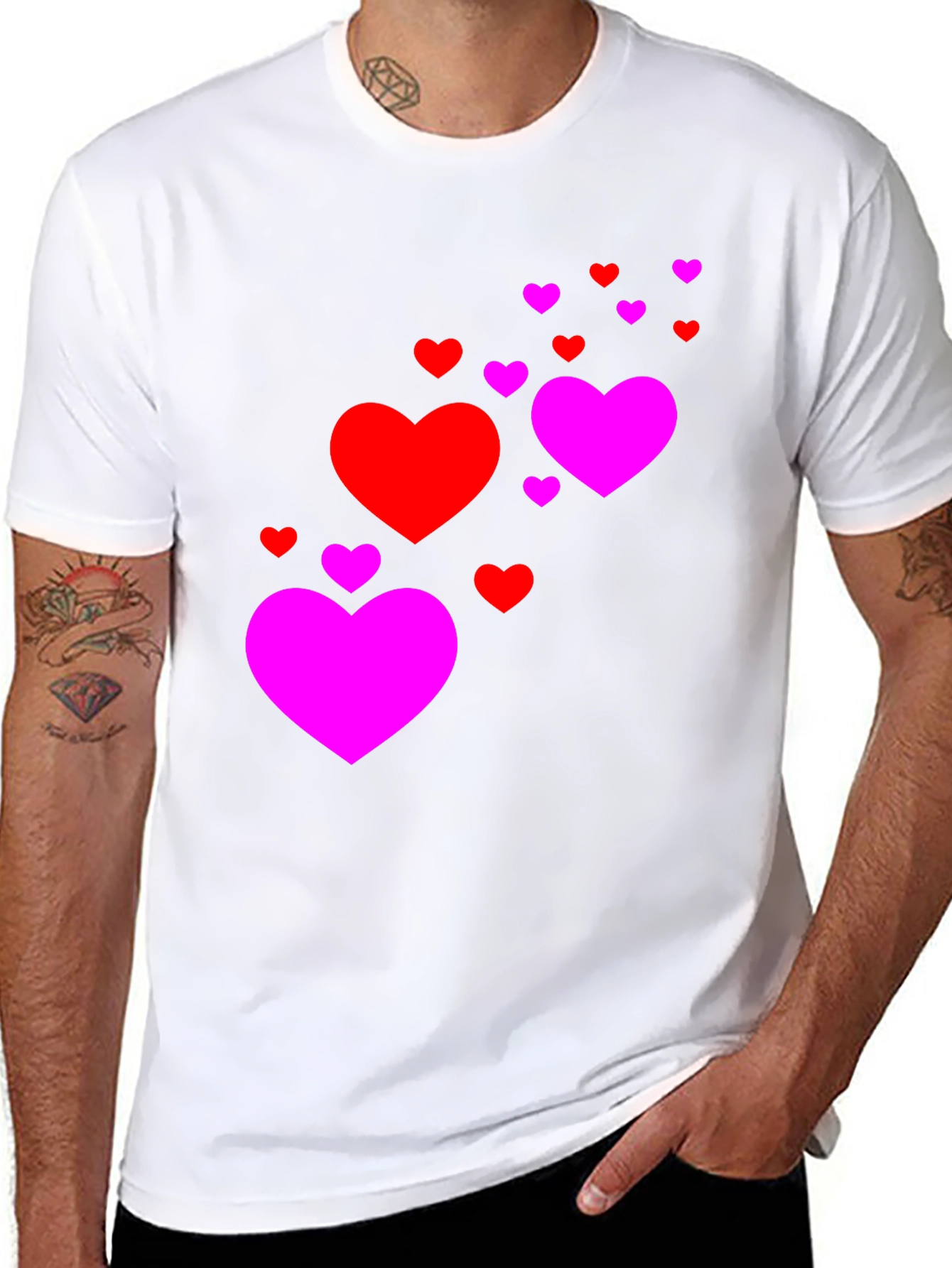Heart Cascade Black T-Shirt