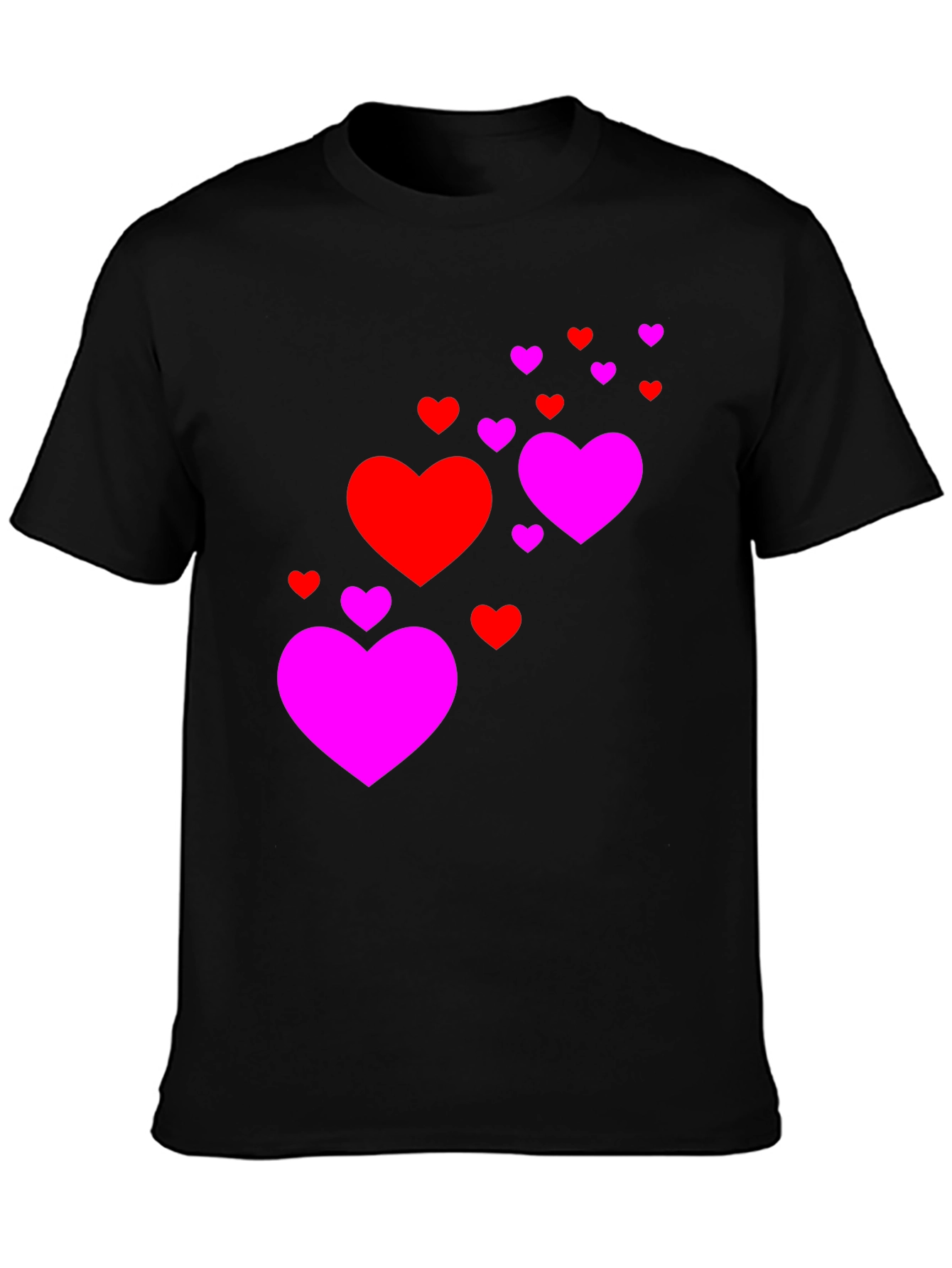 Heart Cascade Black T-Shirt