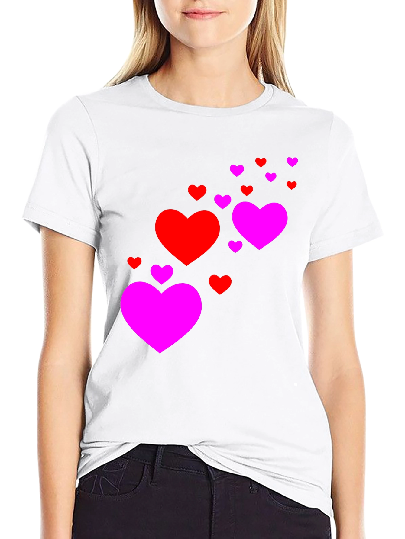 Heart Cascade Black T-Shirt