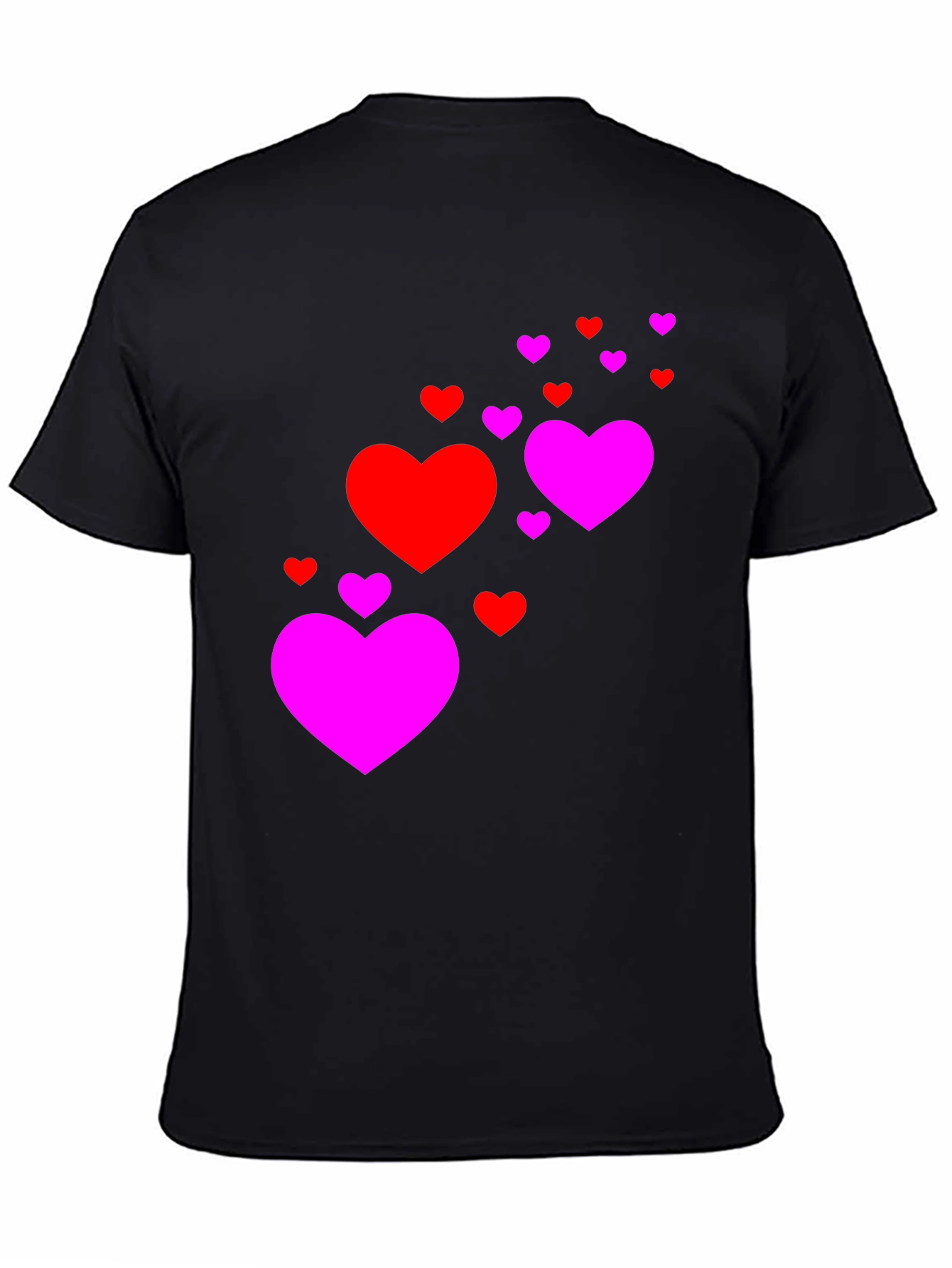 Heart Cascade Black T-Shirt