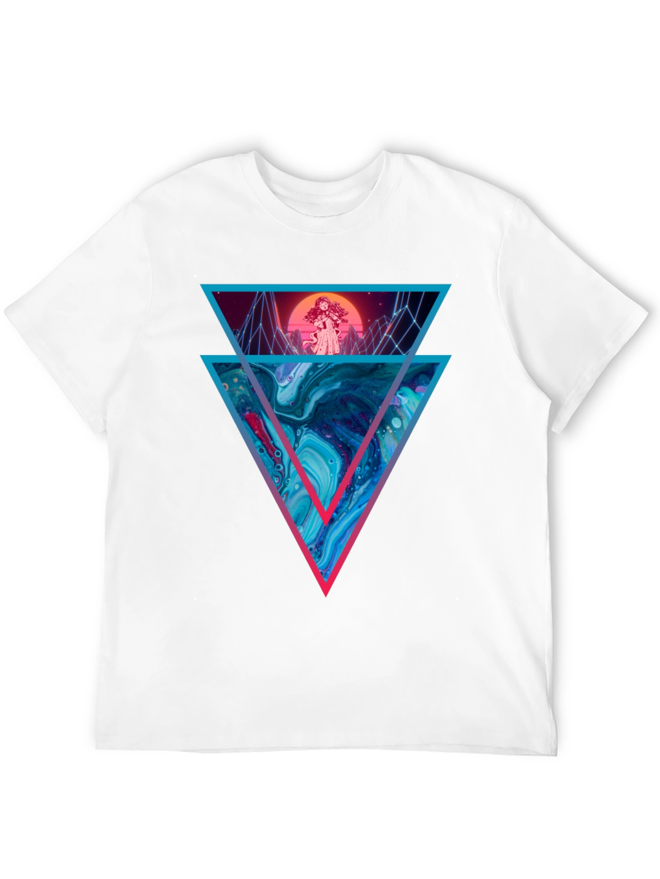 Retro Synthwave Graphic Tee - Geometric Design