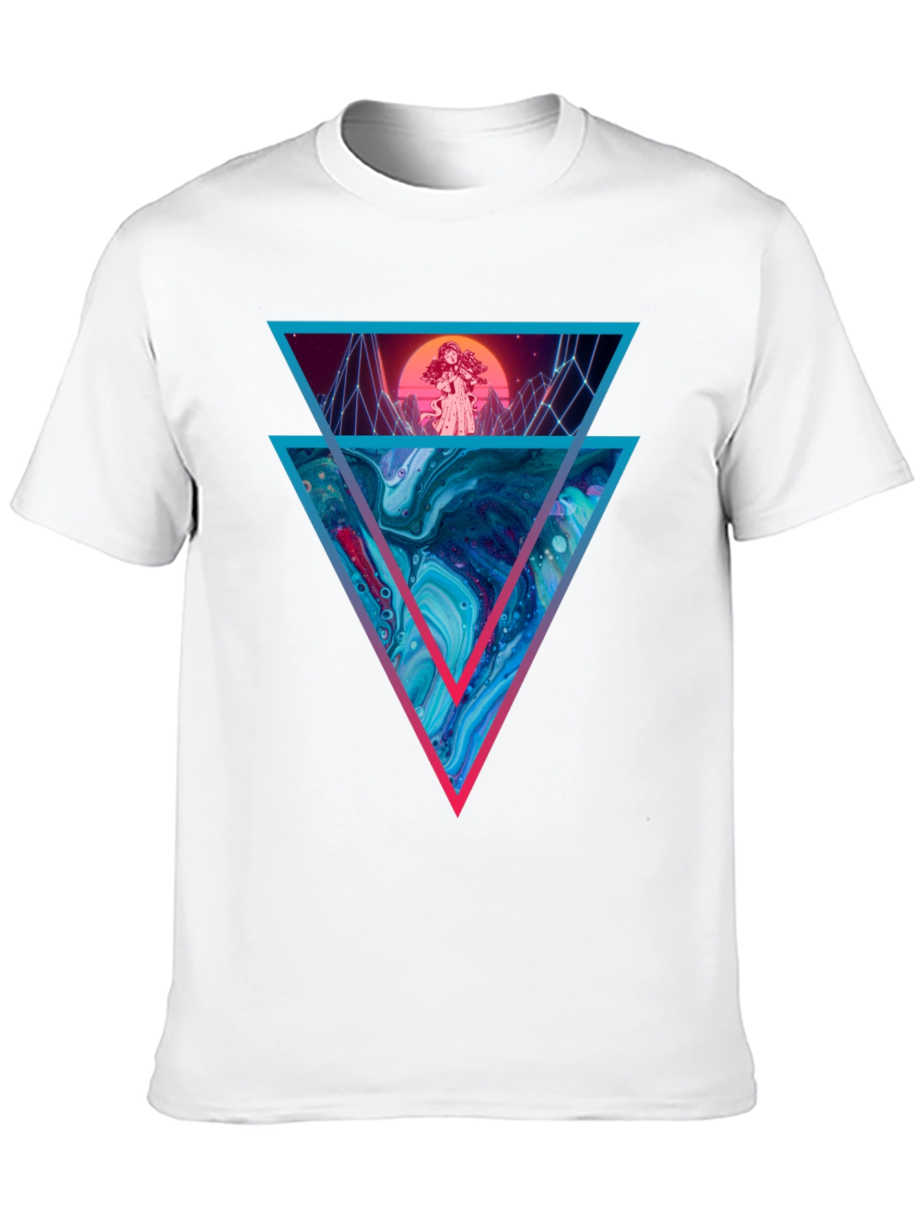 Retro Synthwave Graphic Tee - Geometric Design