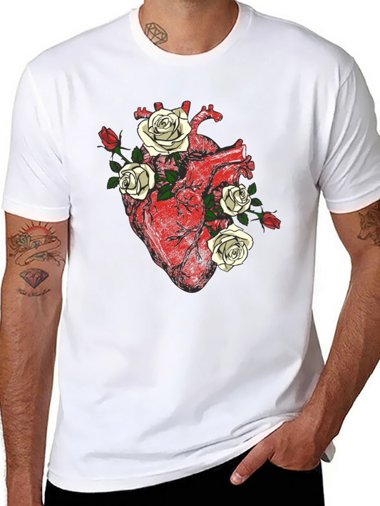 Anatomical Heart & Roses Graphic Tee