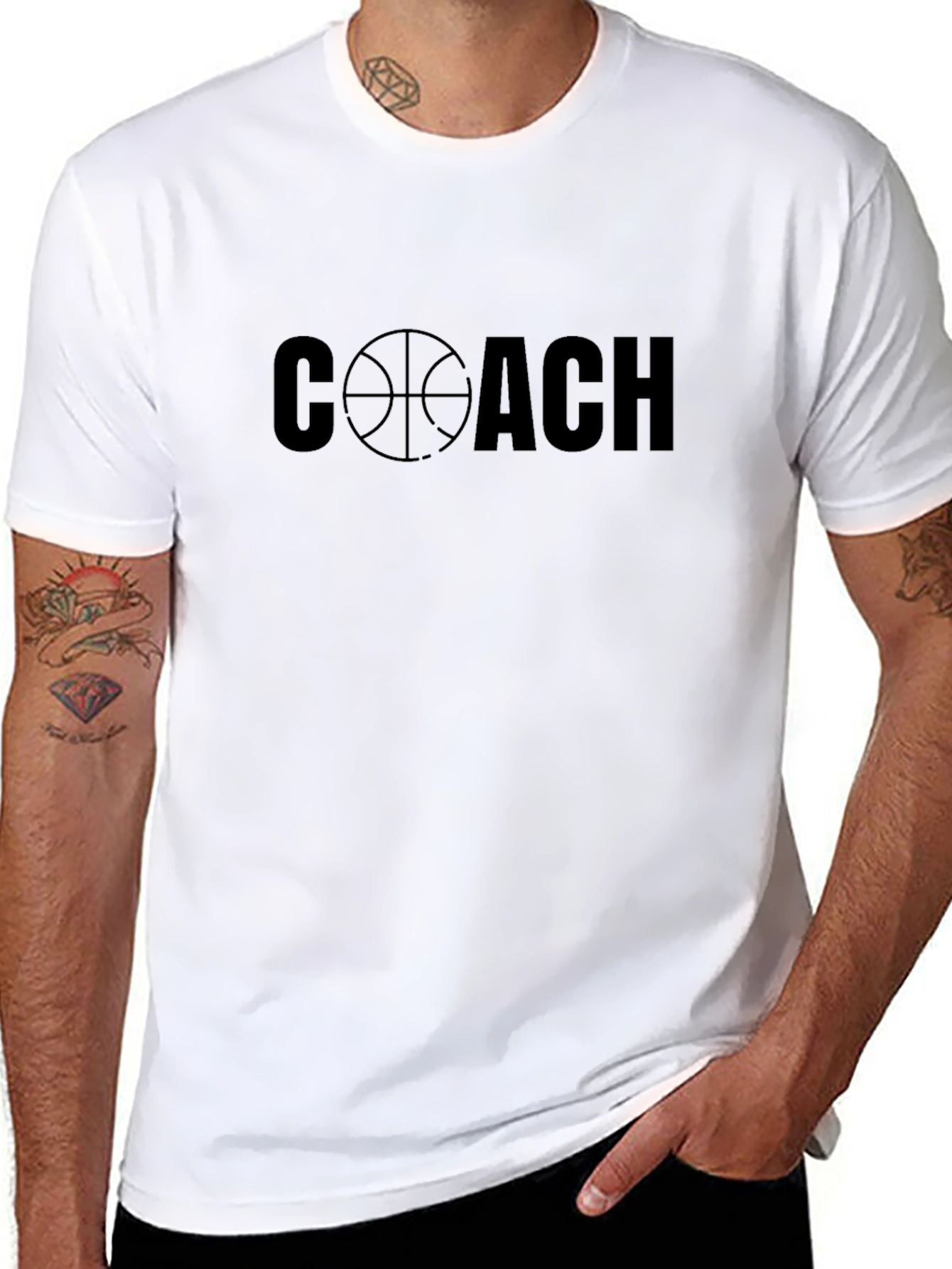 Basketball Coach Graphic Tee - Black Cotton T-Shirt