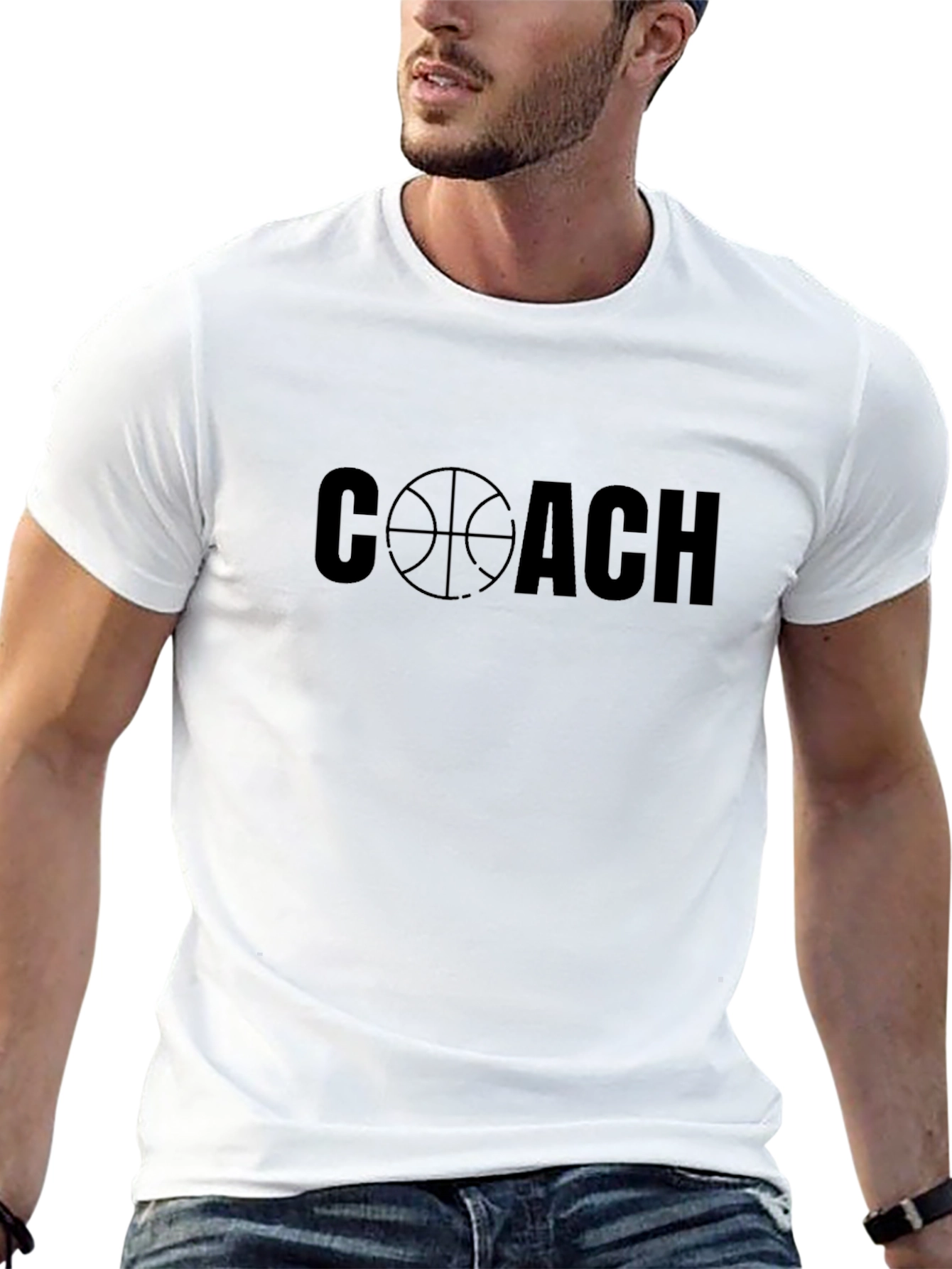 Basketball Coach Graphic Tee - Black Cotton T-Shirt
