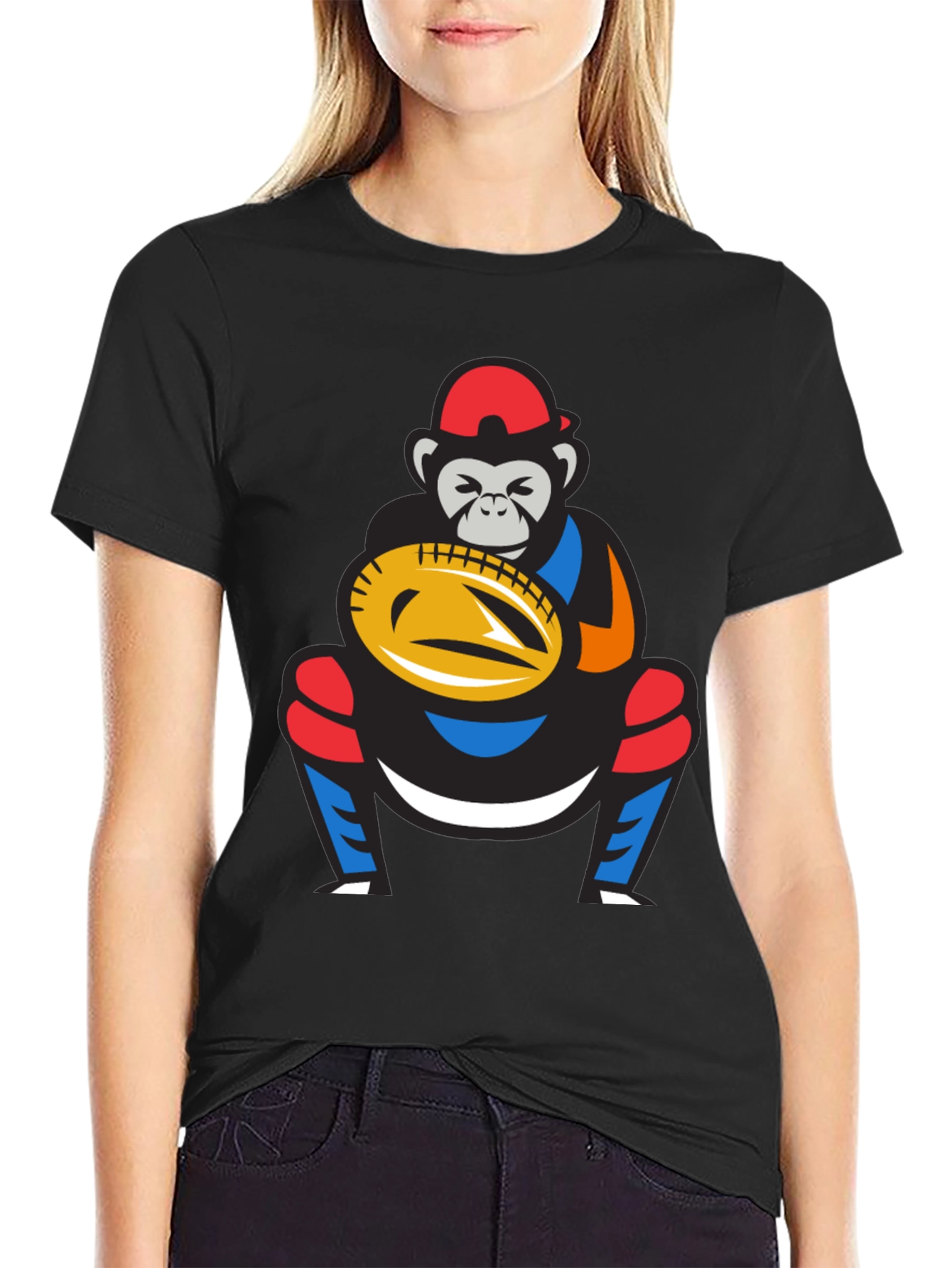 Monkey Baseball Catcher Graphic Tee
