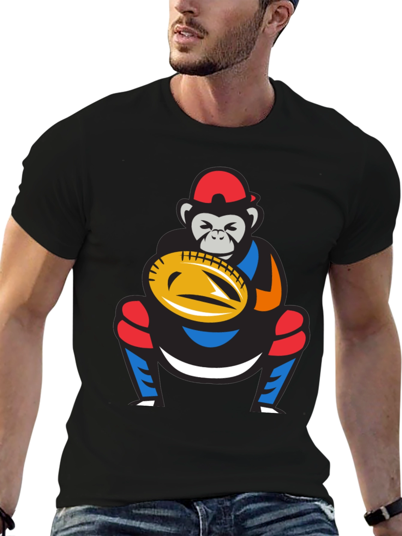Monkey Baseball Catcher Graphic Tee