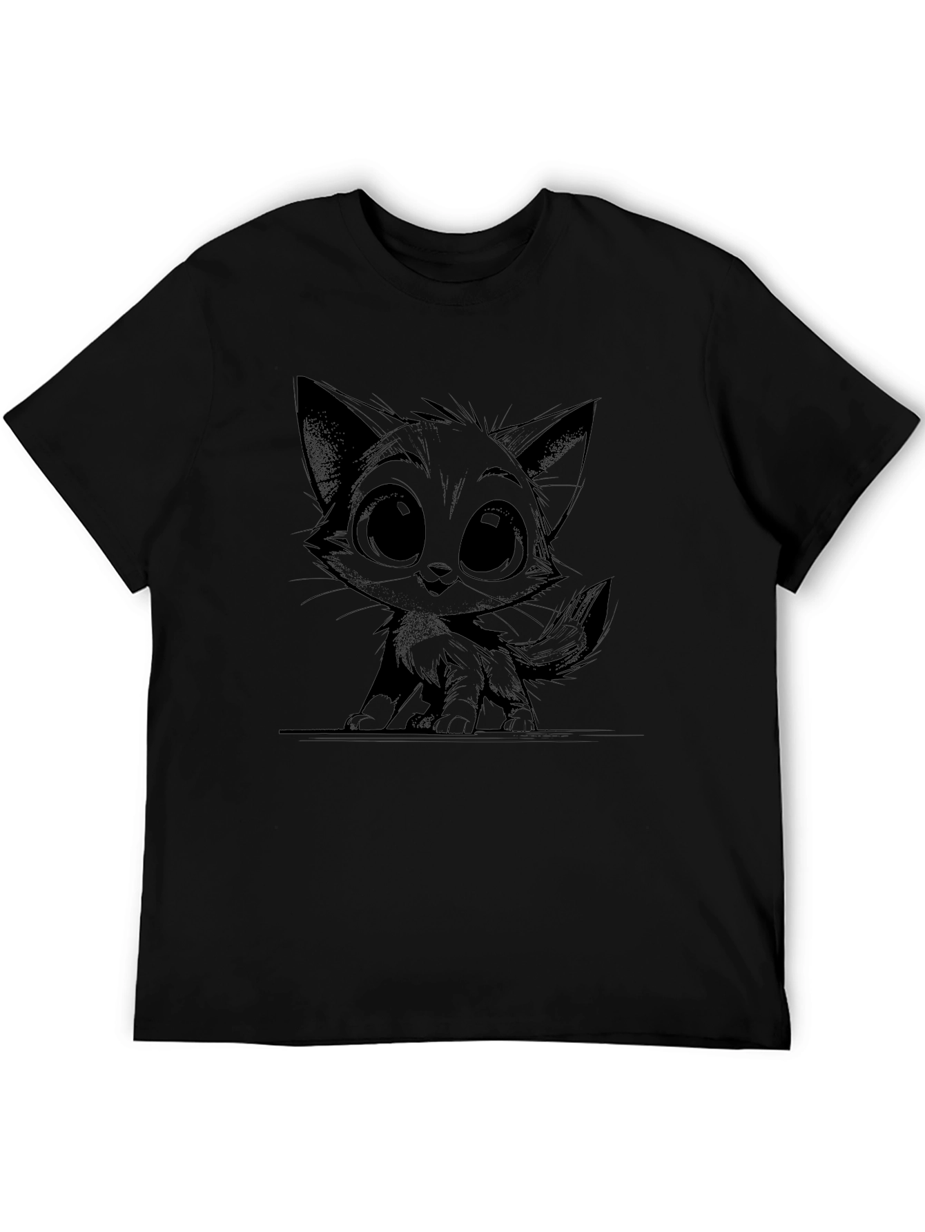 Cute Kitten Graphic Black T-Shirt