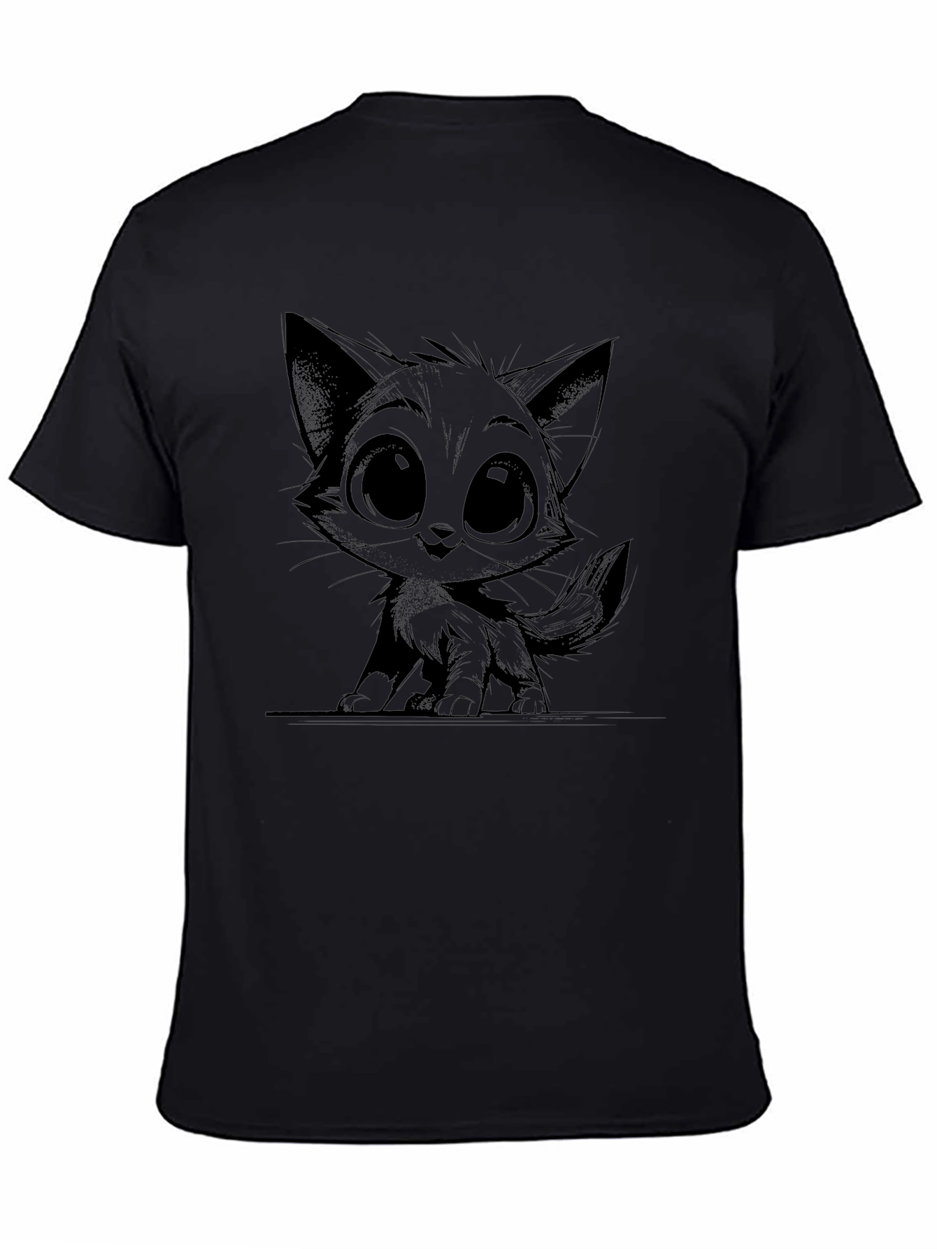 Cute Kitten Graphic Black T-Shirt