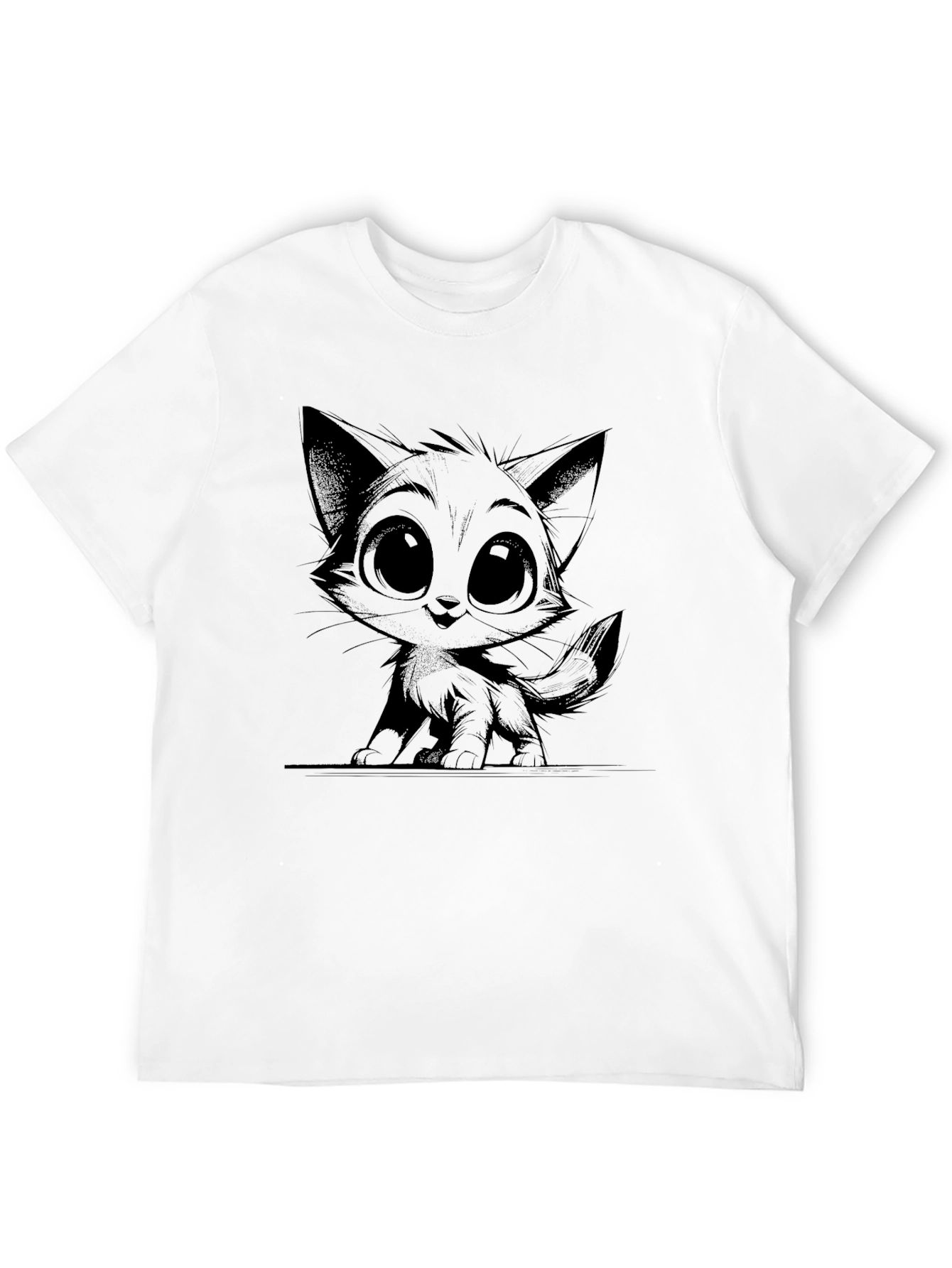 Cute Kitten Graphic Black T-Shirt