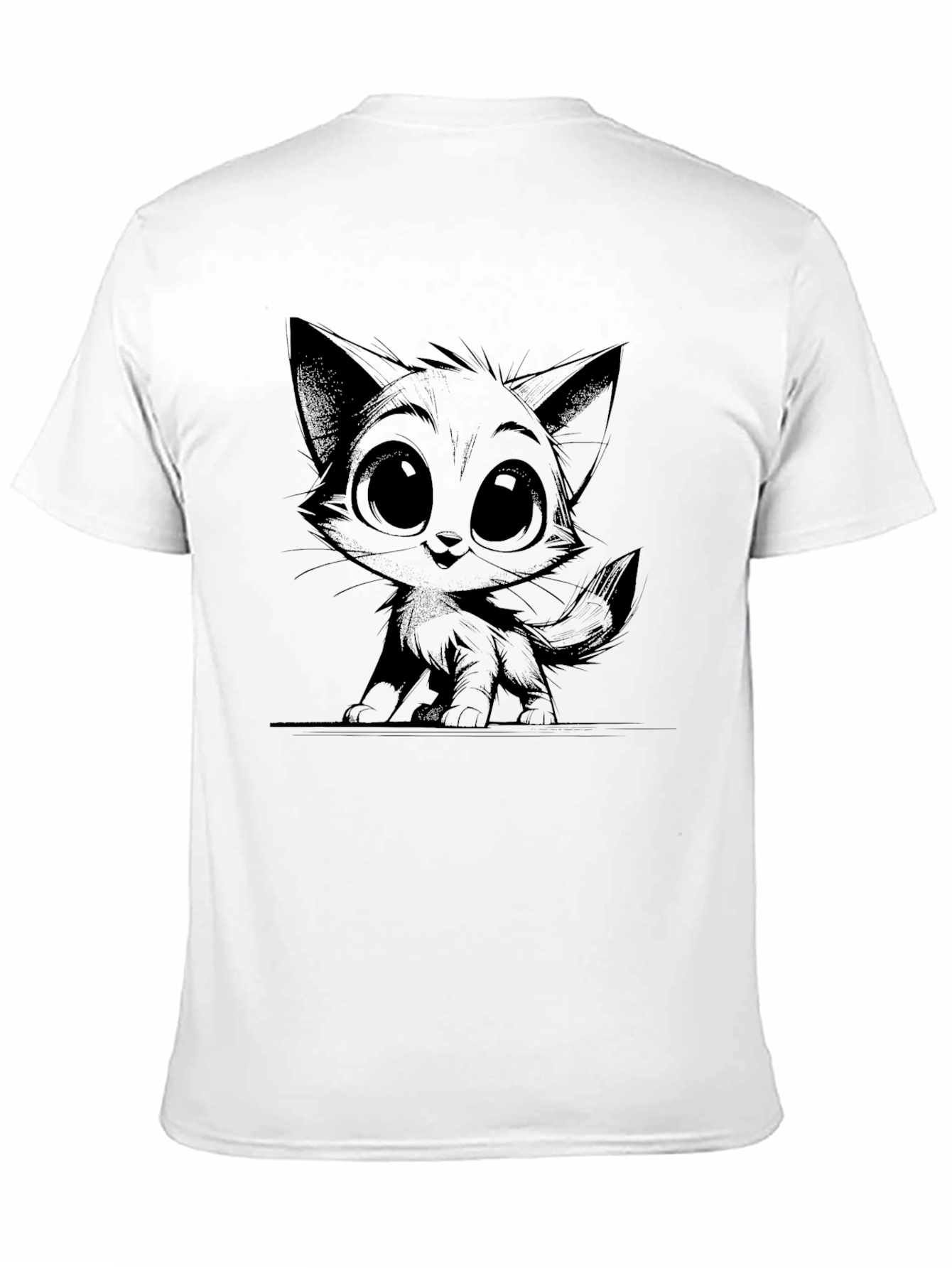Cute Kitten Graphic Black T-Shirt