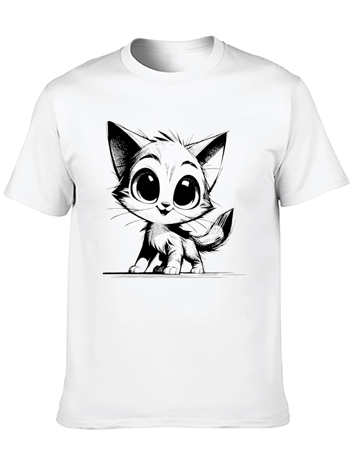 Cute Kitten Graphic Black T-Shirt