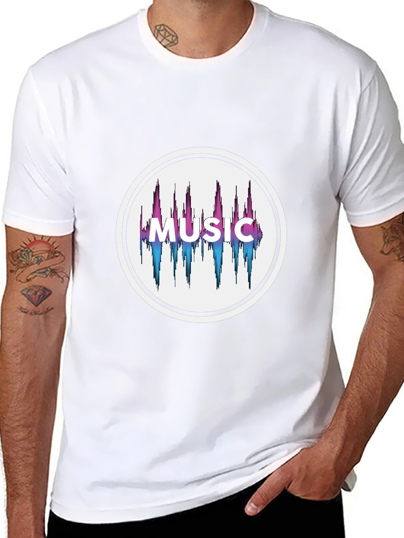 Music Graphic Print Mens Black T-Shirt