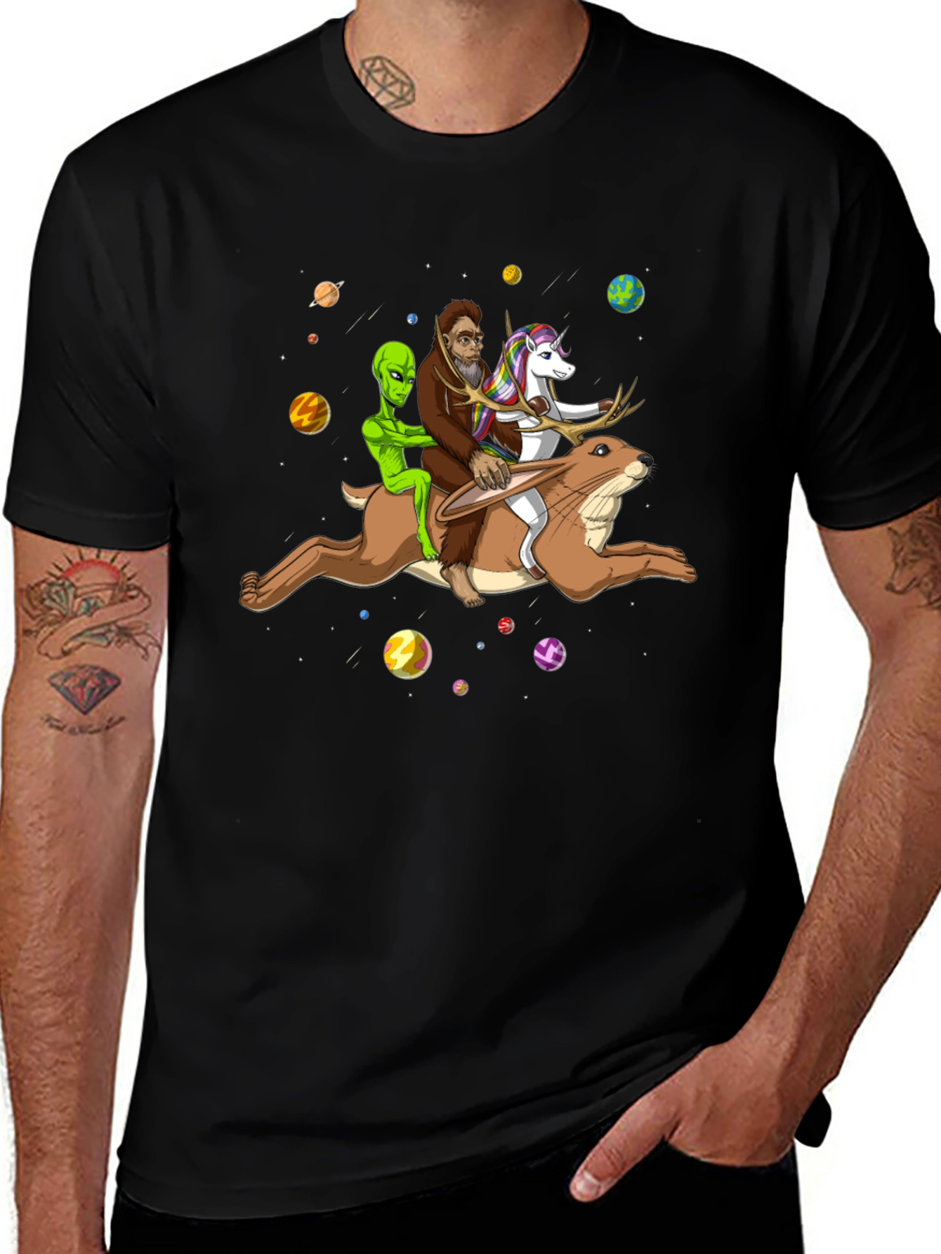 Cosmic Bigfoot Alien Unicorn T-Shirt