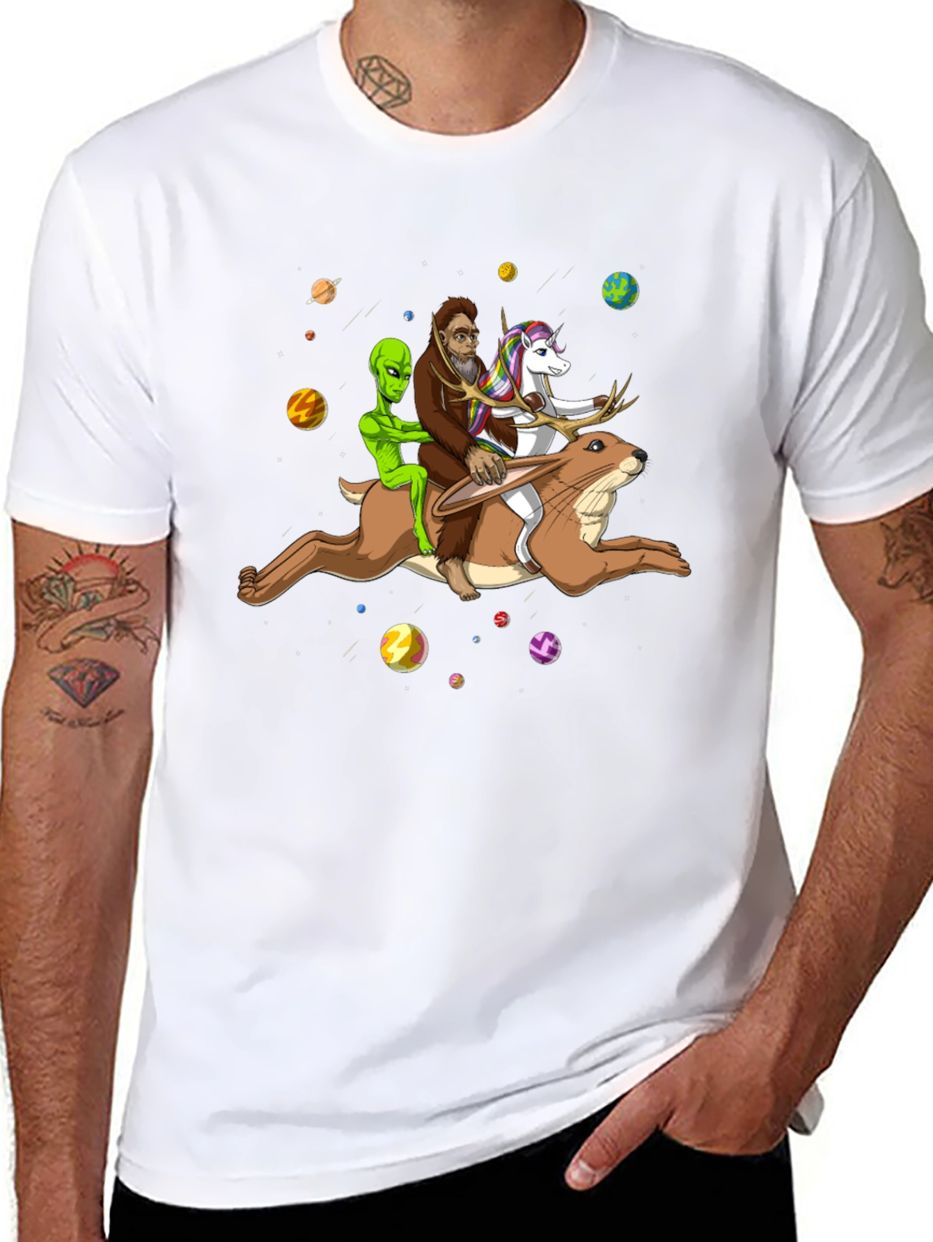 Cosmic Bigfoot Alien Unicorn T-Shirt