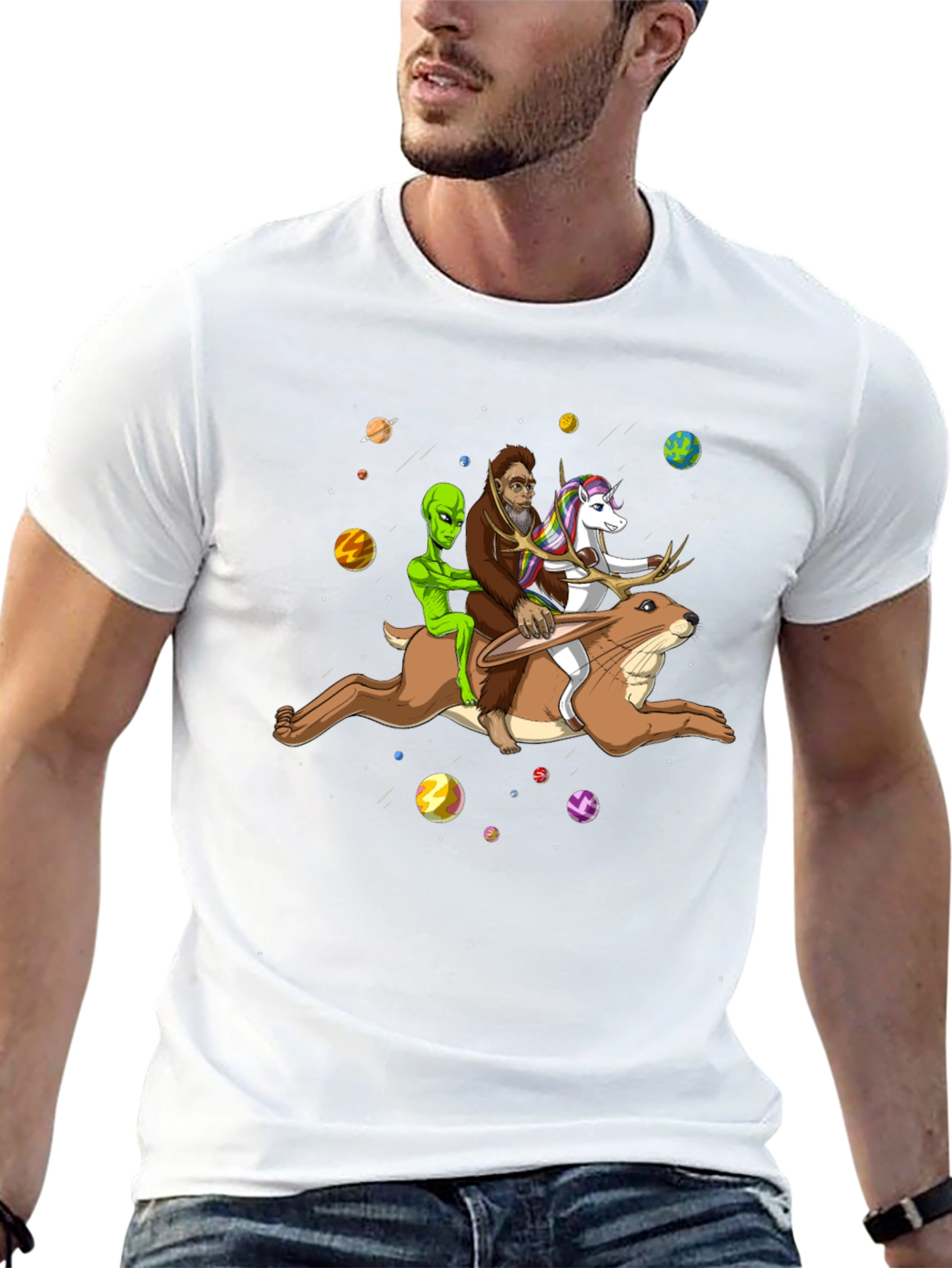 Cosmic Bigfoot Alien Unicorn T-Shirt
