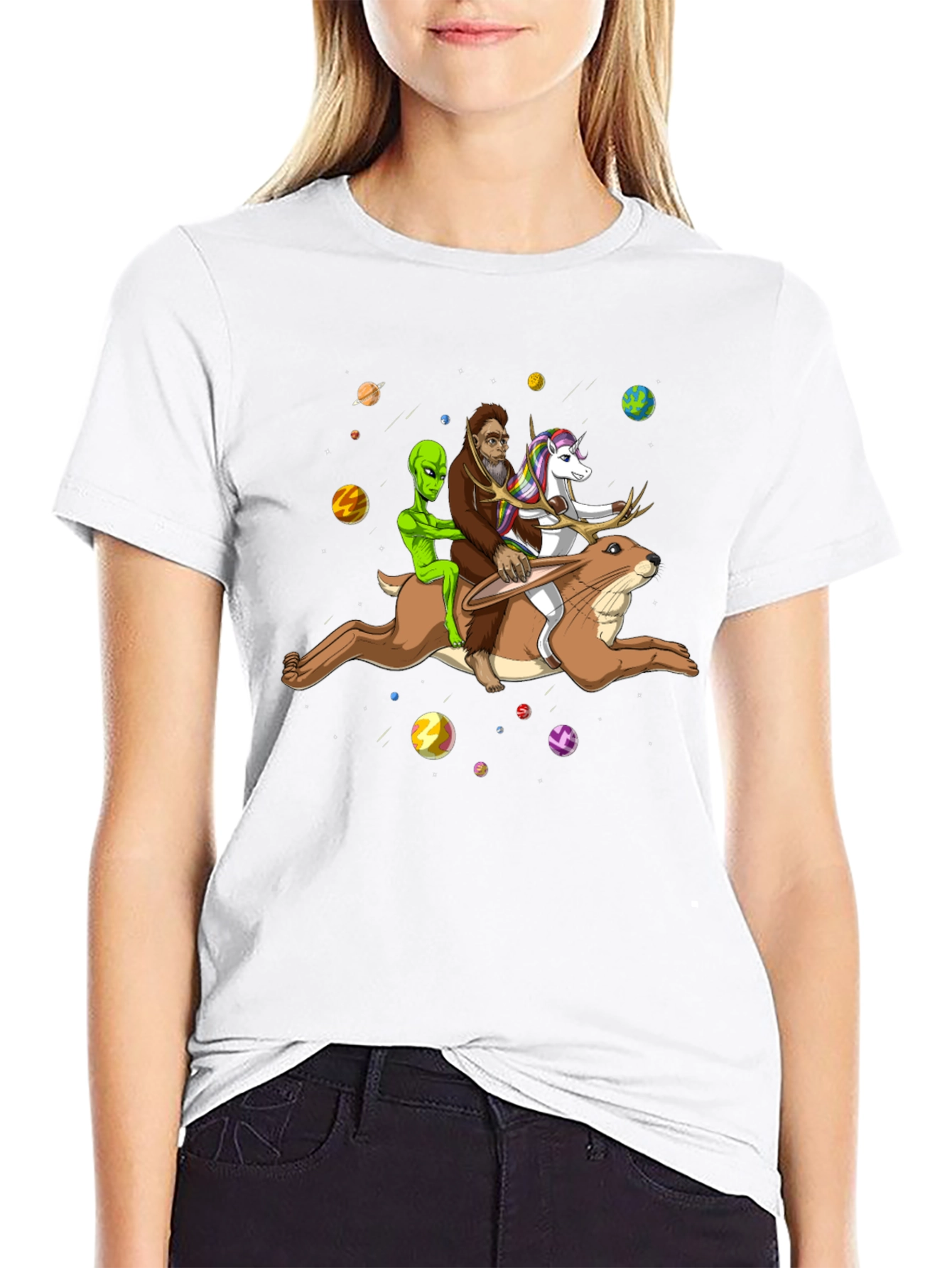 Cosmic Bigfoot Alien Unicorn T-Shirt