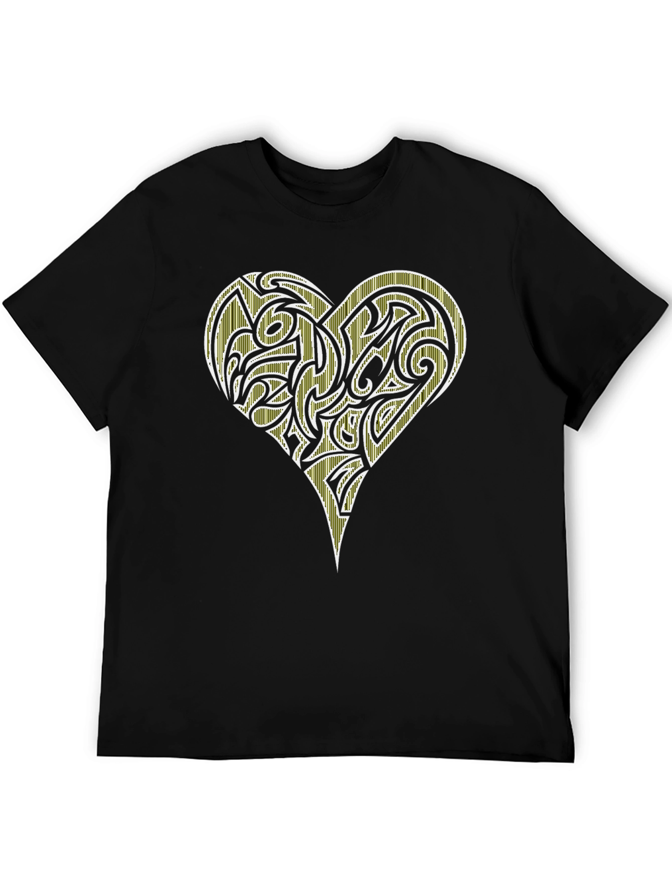 Heart Tribal Design Black T-Shirt