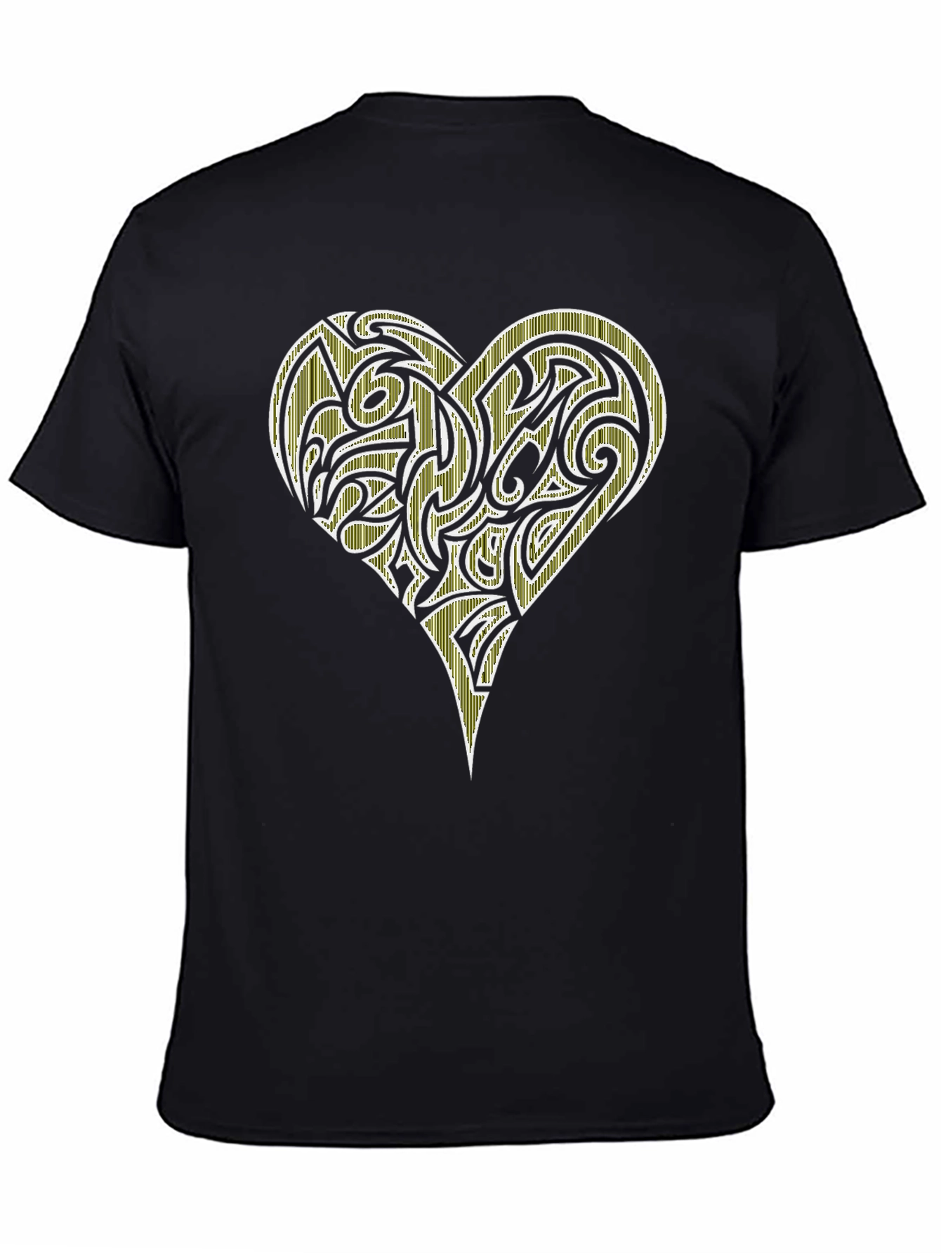 Heart Tribal Design Black T-Shirt