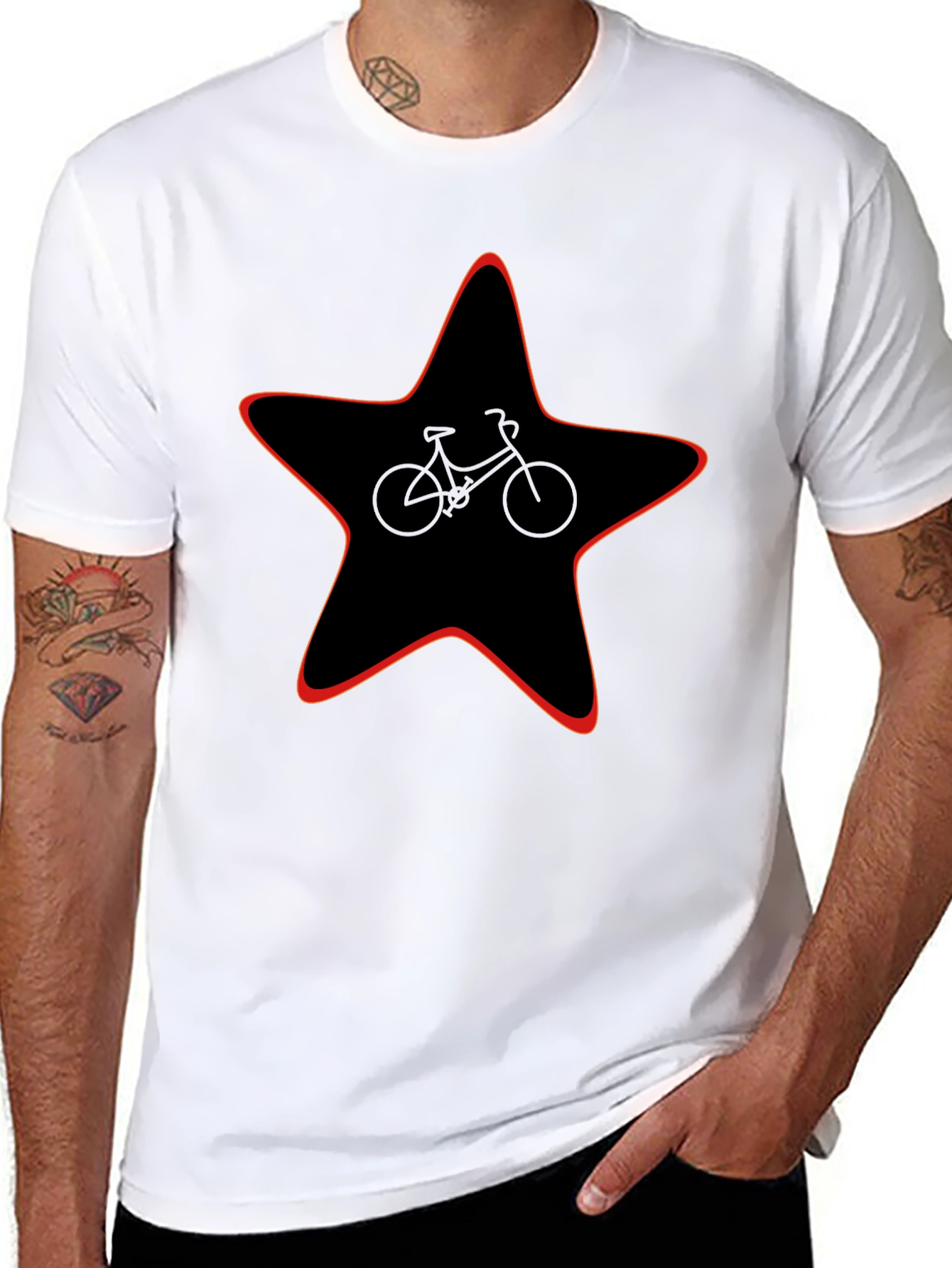 Star Bicycle Graphic Tee - Black