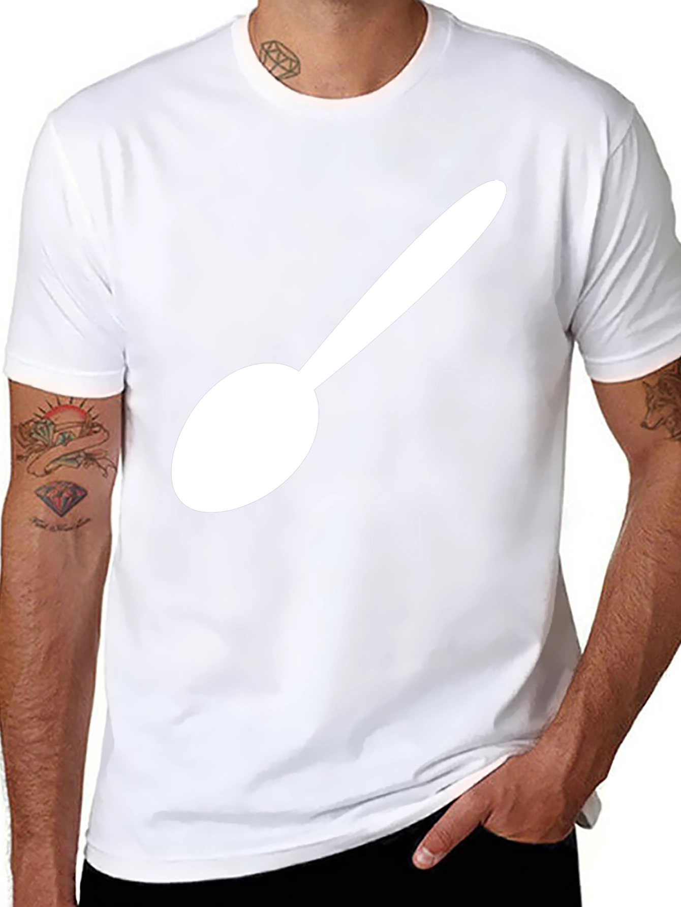 Spoon Graphic T-Shirt - Black Cotton Blend Tee