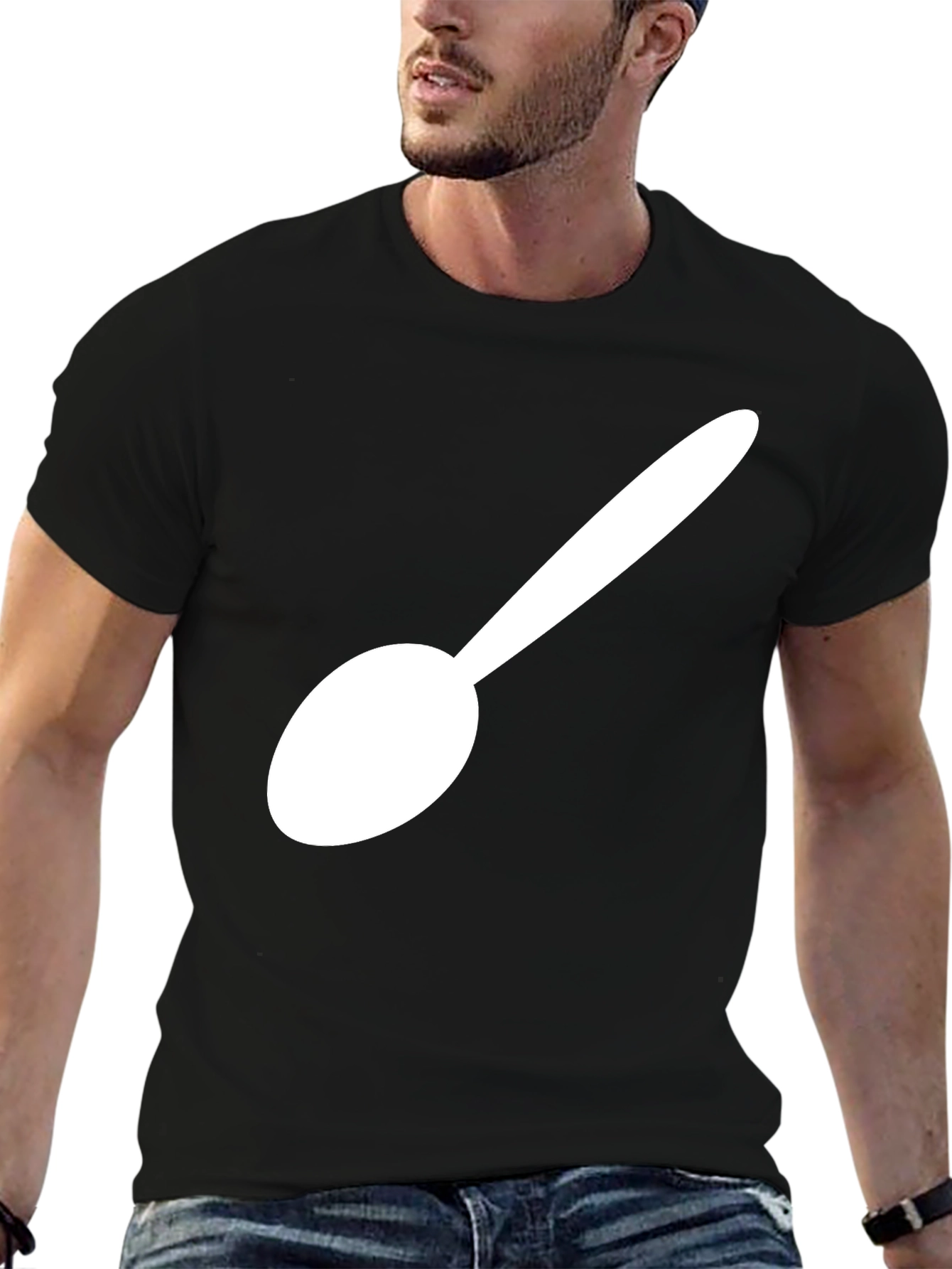 Spoon Graphic T-Shirt - Black Cotton Blend Tee