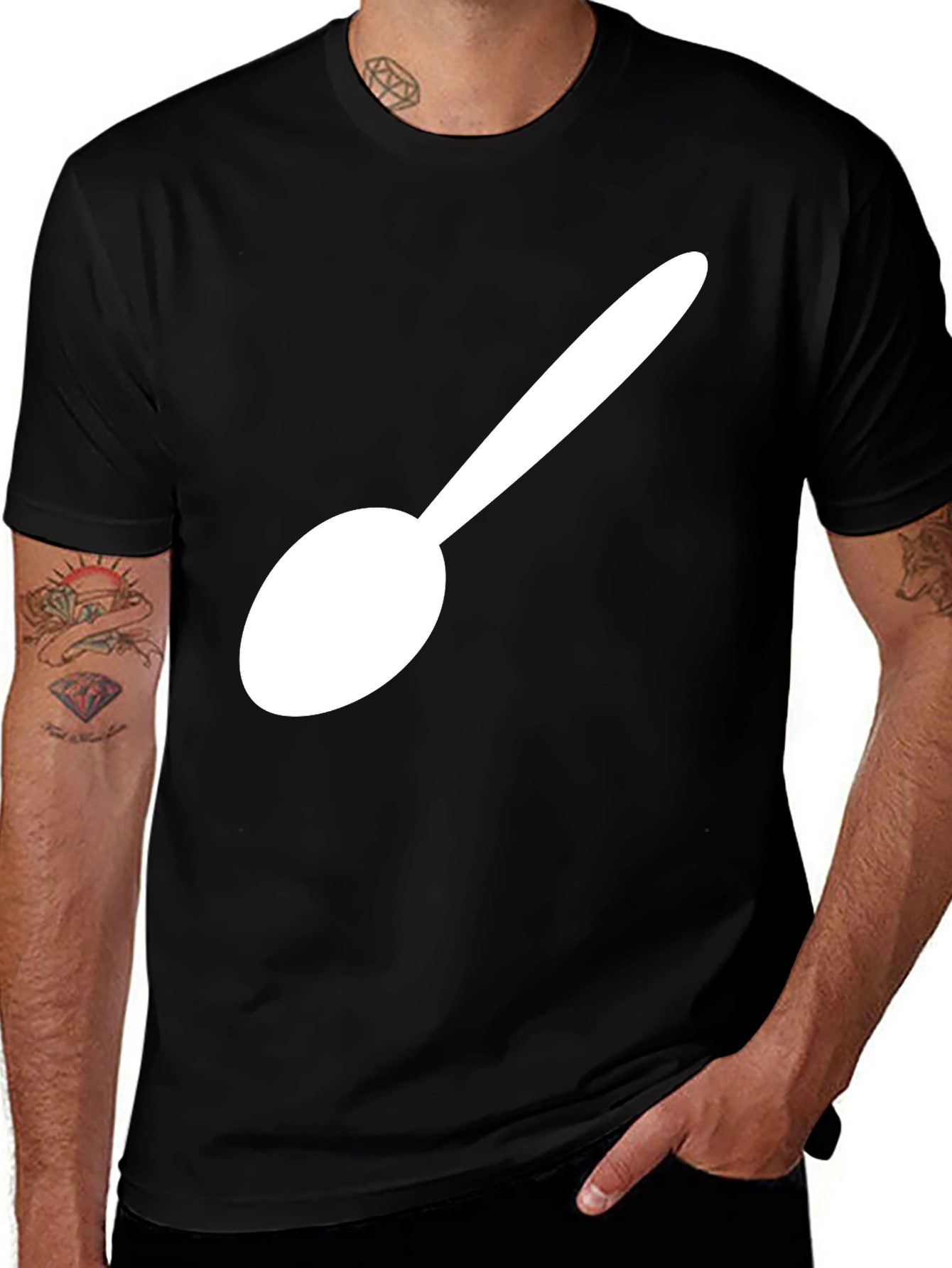 Spoon Graphic T-Shirt - Black Cotton Blend Tee