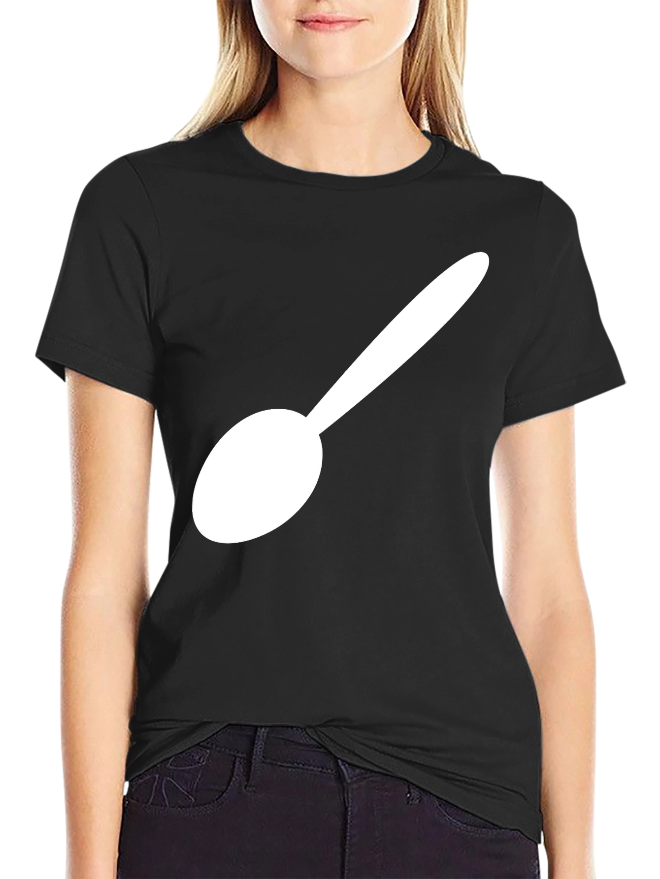 Spoon Graphic T-Shirt - Black Cotton Blend Tee